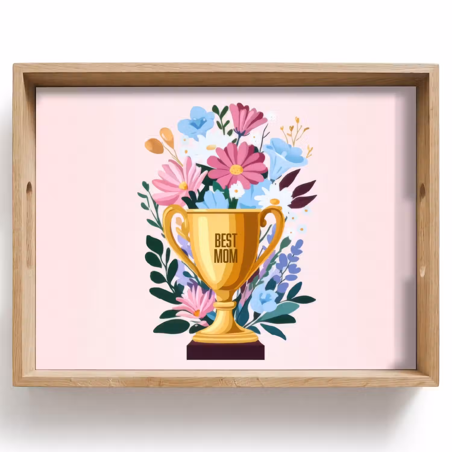 Trofee - Best Mom - Bloemen - Kleurrijk Dienblad Rechthoek middel -z3d_shopping