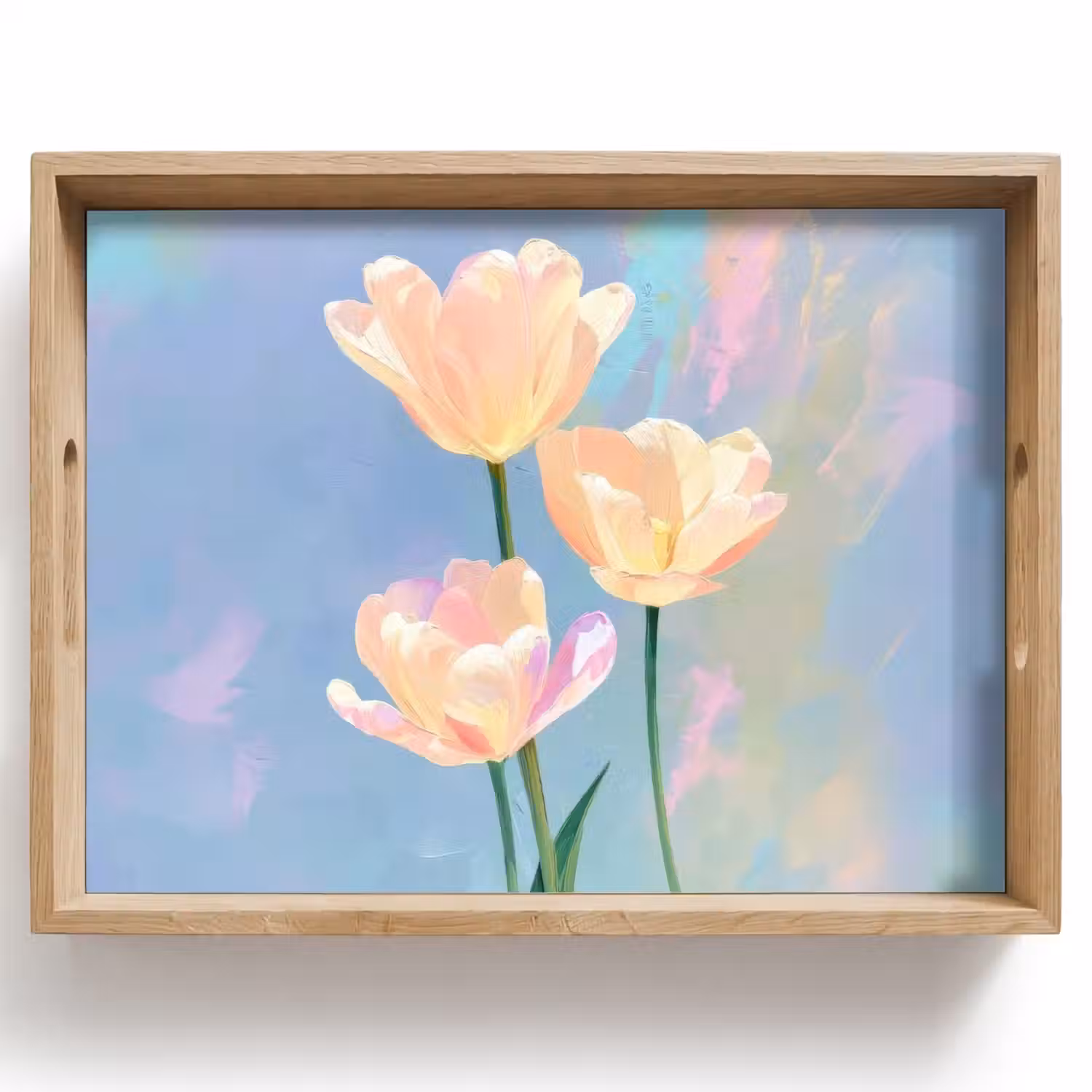 Tulpen - Roze accenten - Blauw Dienblad Rechthoek middel -z3d_shopping