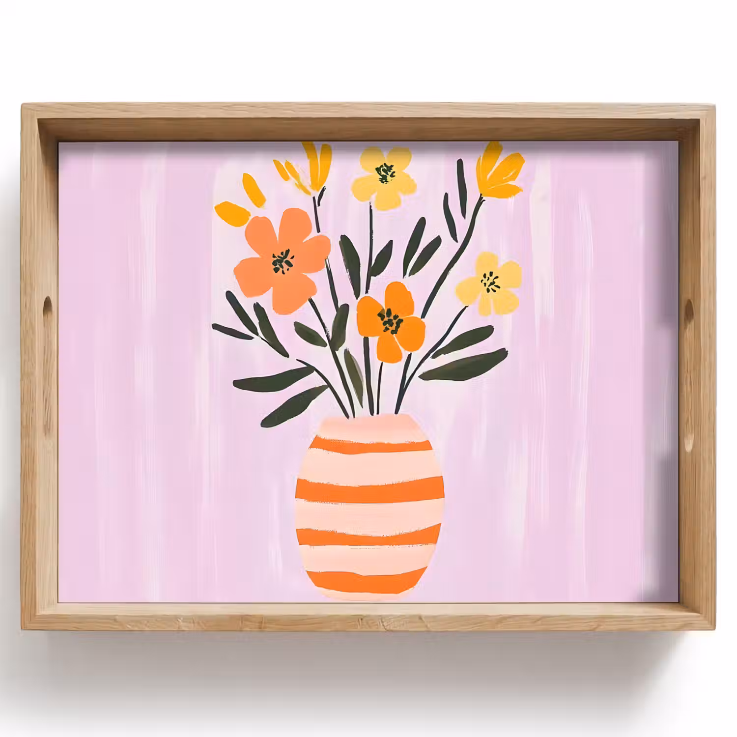Vaas - Gestreept - Bloemen - Oranje Dienblad Rechthoek middel -z3d_shopping