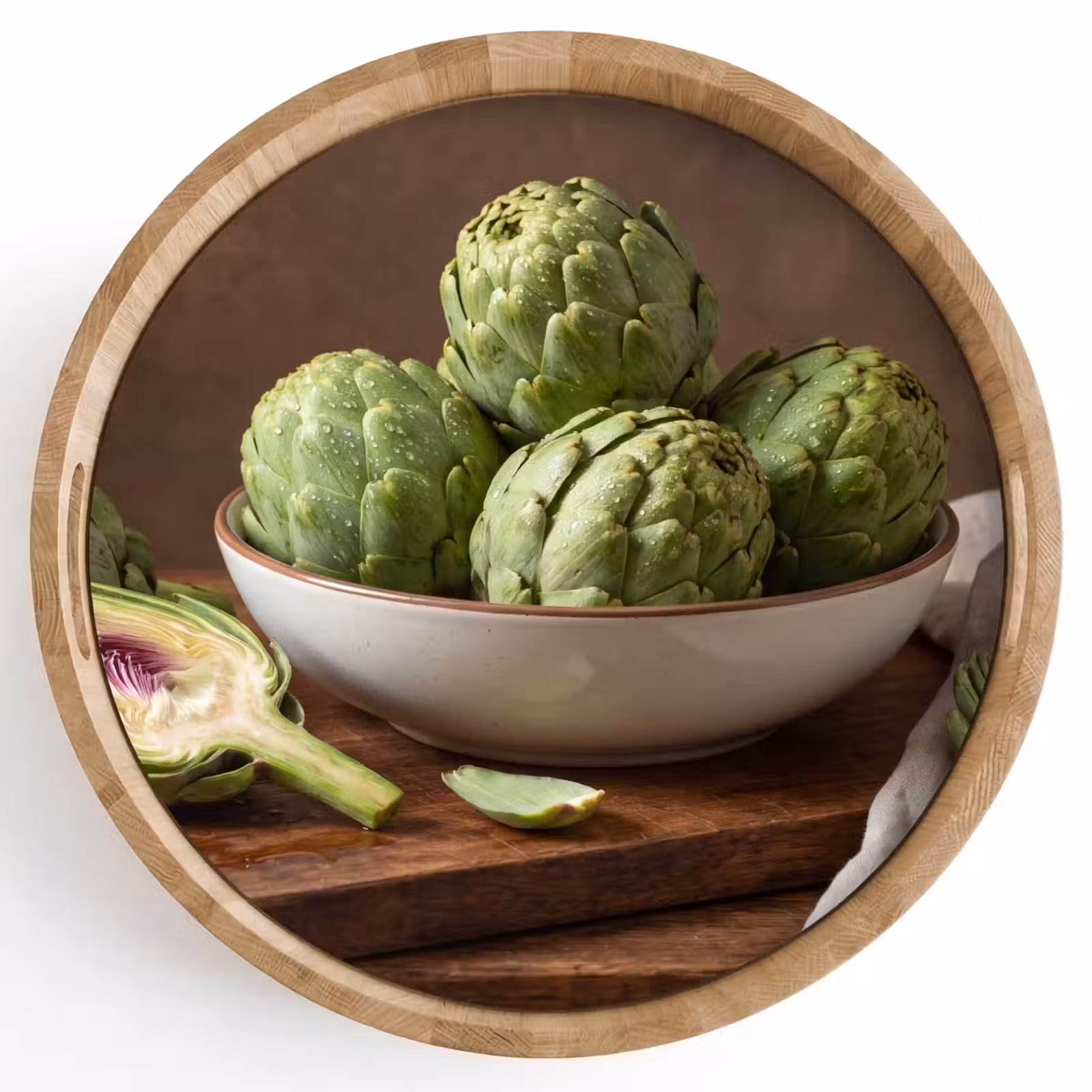 Tray - Vegetables - Artichoke - Kitchen - Groenten - Artisjok - Keuken Dienblad Rond middel