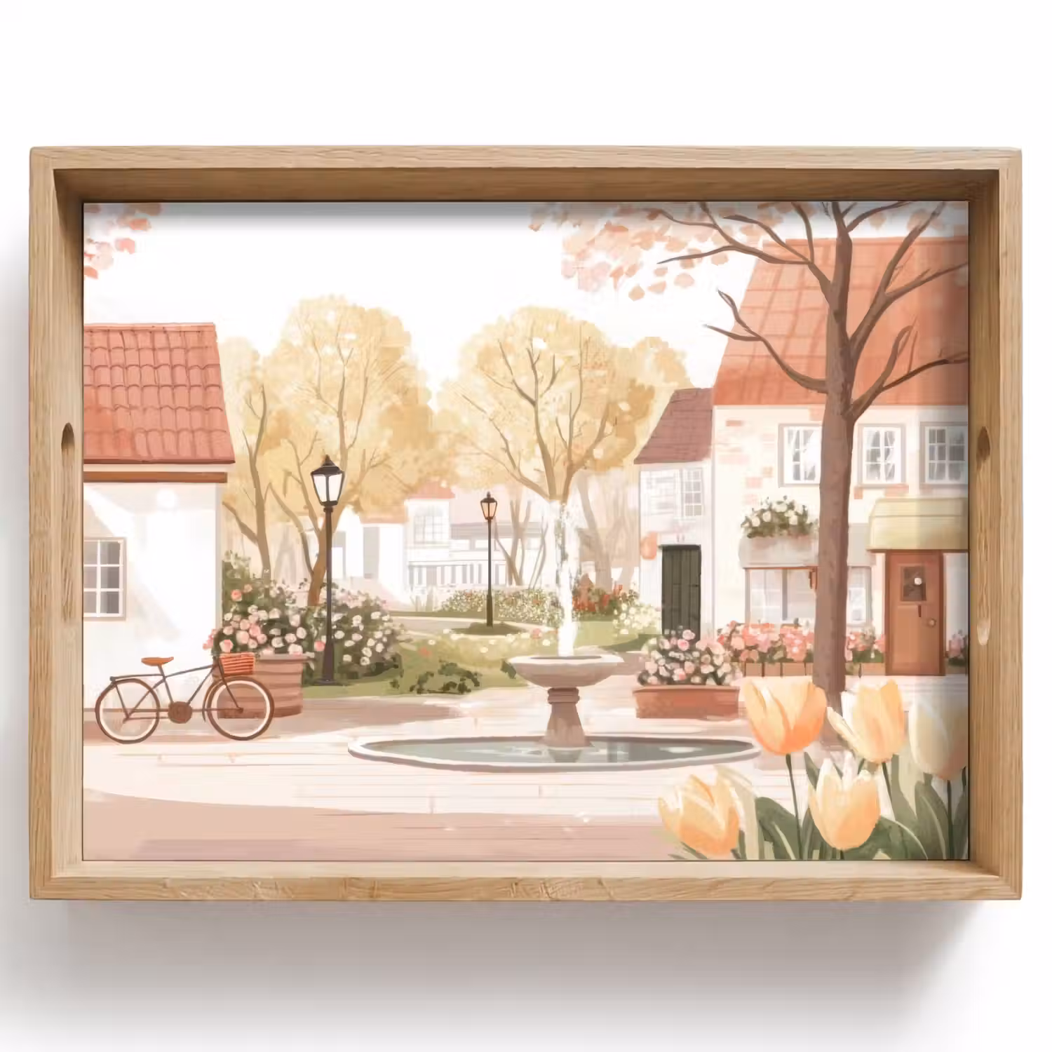 Dorpsplein - Fontein - Tulpen Dienblad Rechthoek middel -z3d_shopping
