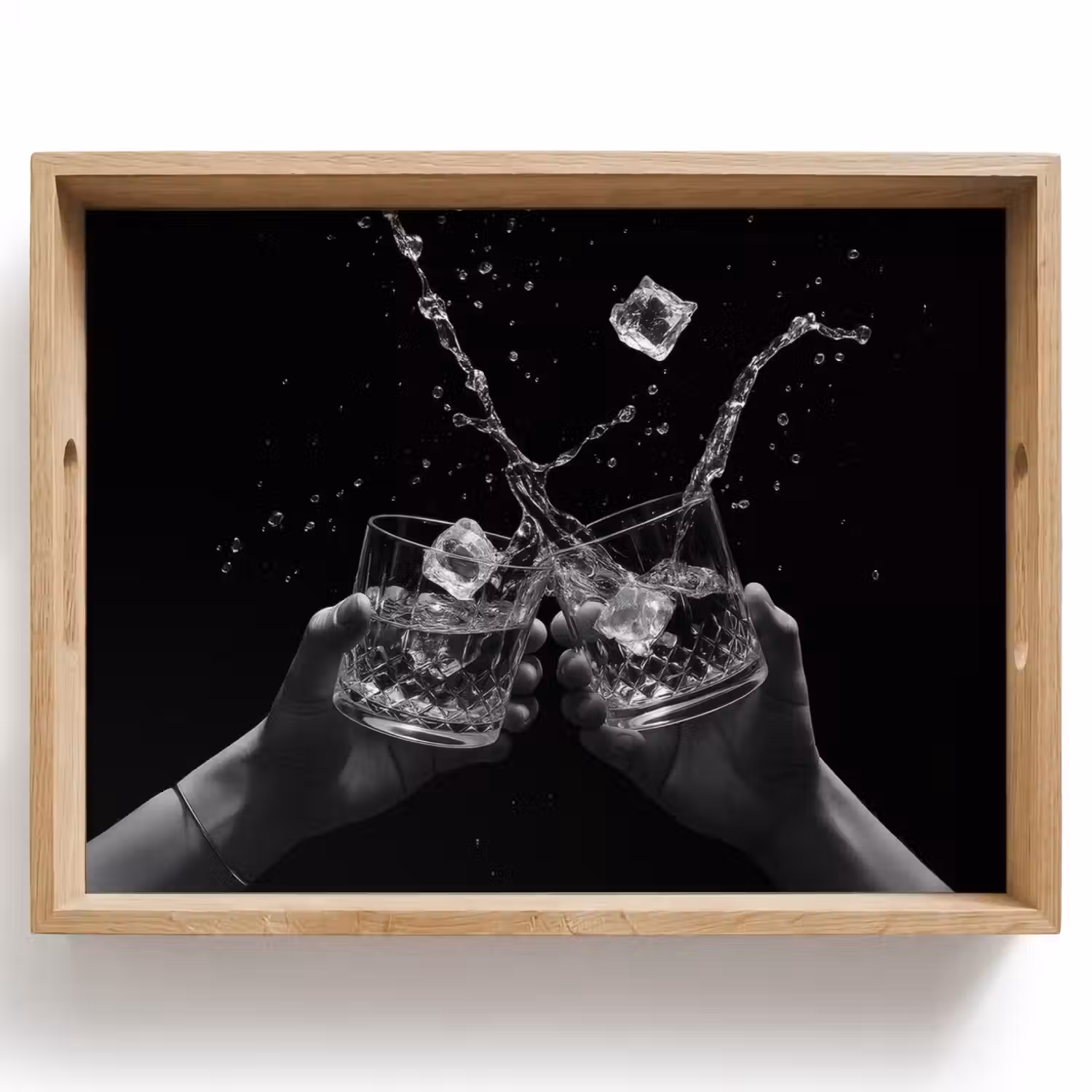 Whiskyglazen - Ijs - Spetters - Zwart Dienblad Rechthoek middel -z3d_shopping