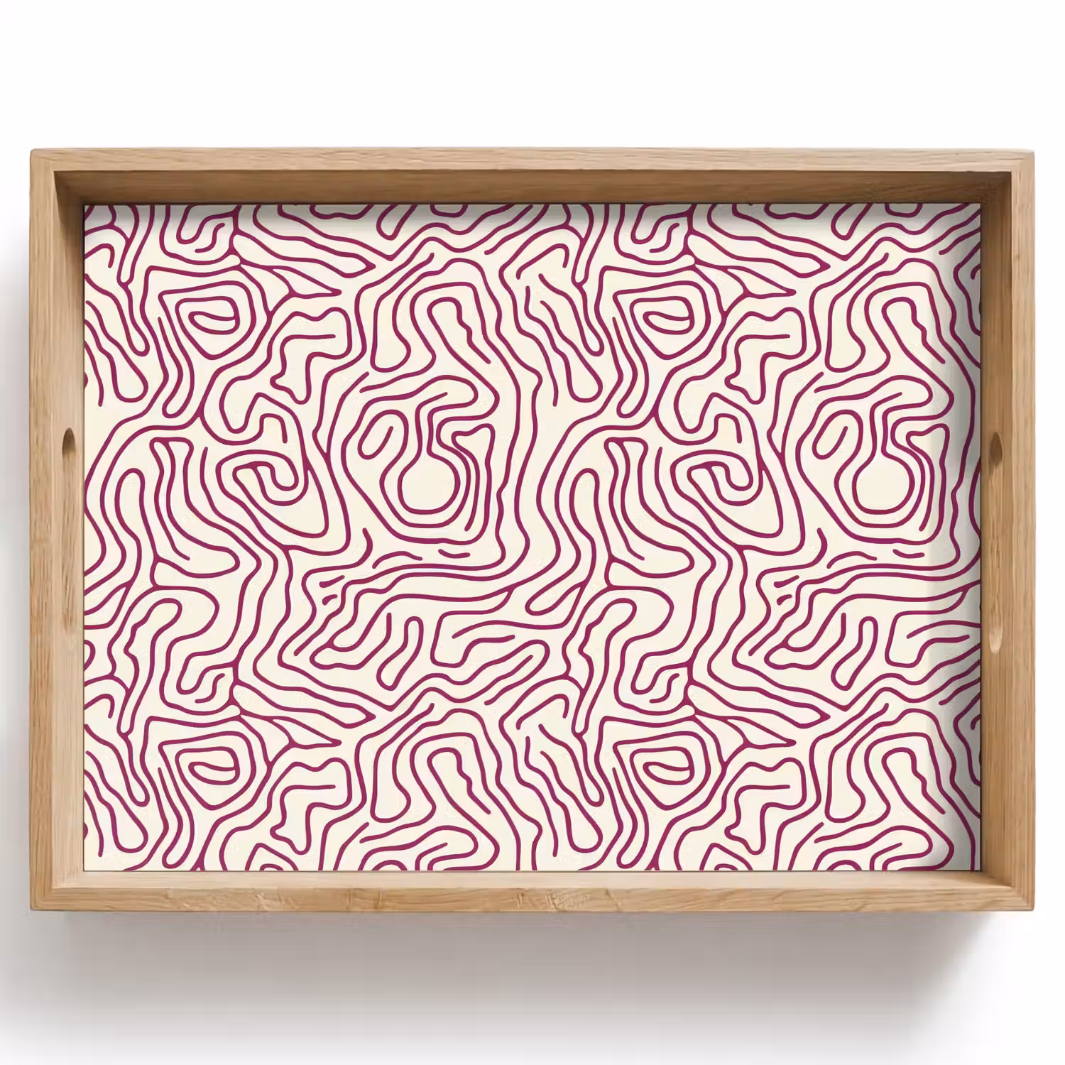 Kronkelende lijn - Magenta - Crème Dienblad Rechthoek middel 911 -z3d_shopping