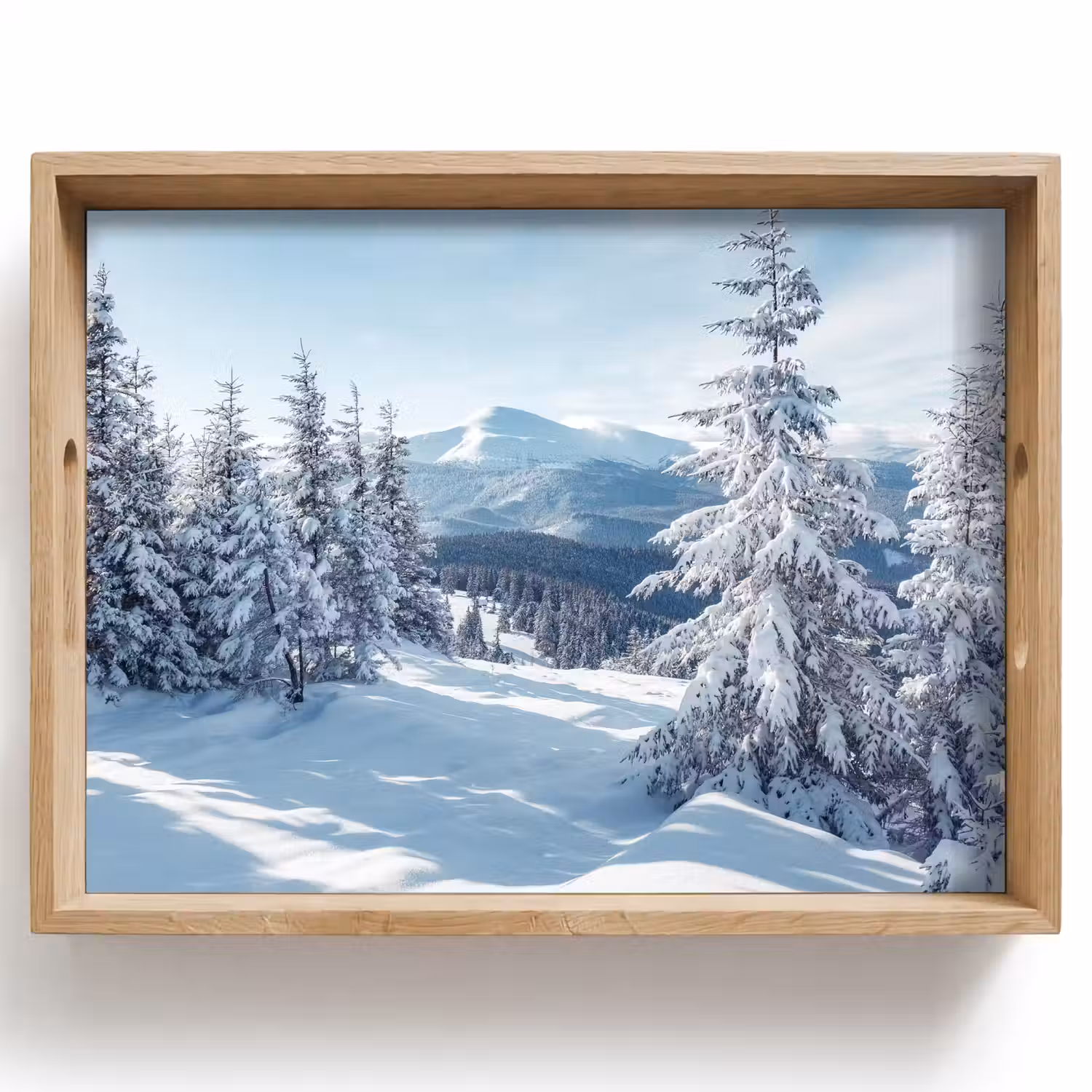 Winterlandschap - Natuur - Berg - Bomen - Sneeuw Dienblad Rechthoek middel -z3d_shopping