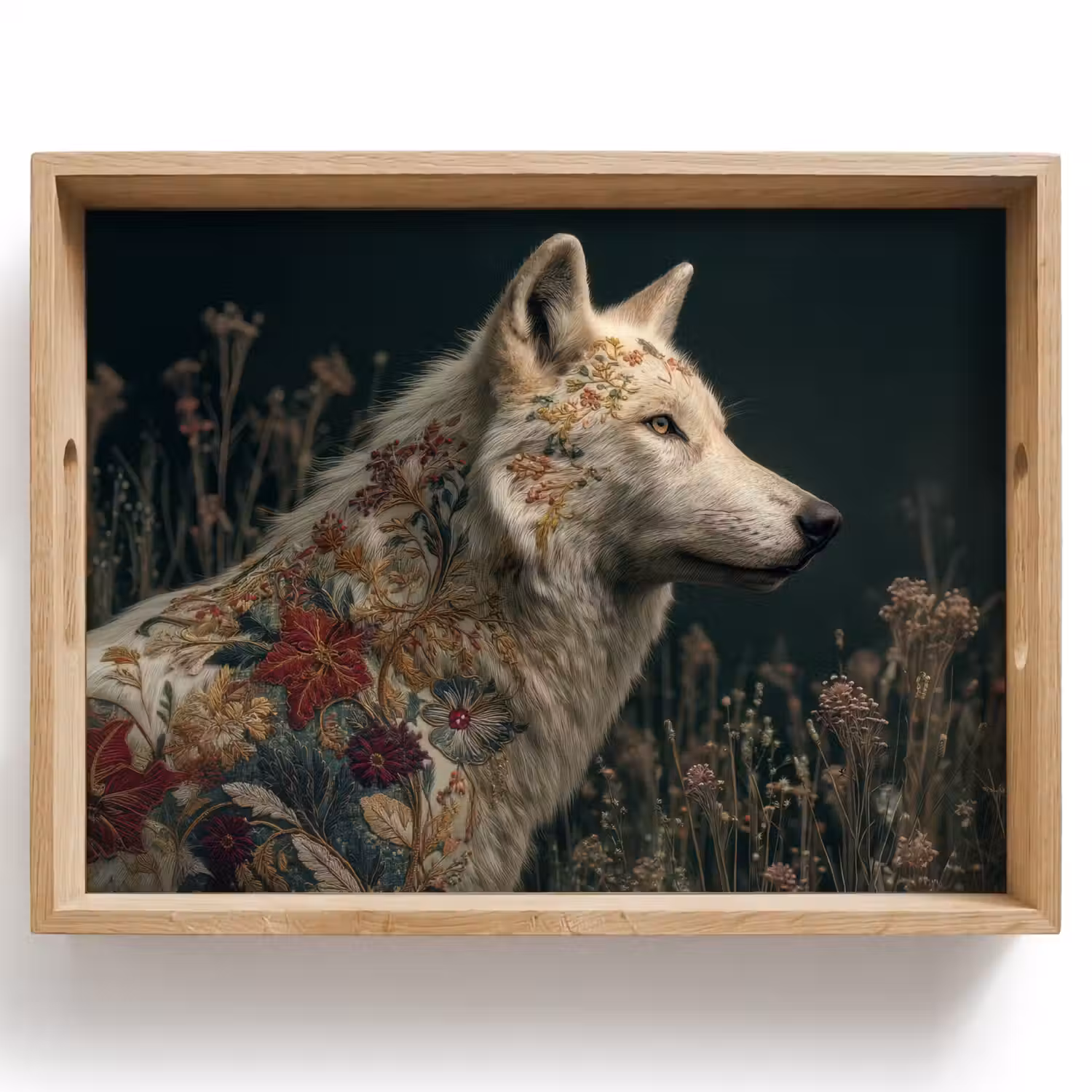 Wolf - Bloemen - Natuur Dienblad Rechthoek middel -z3d_shopping