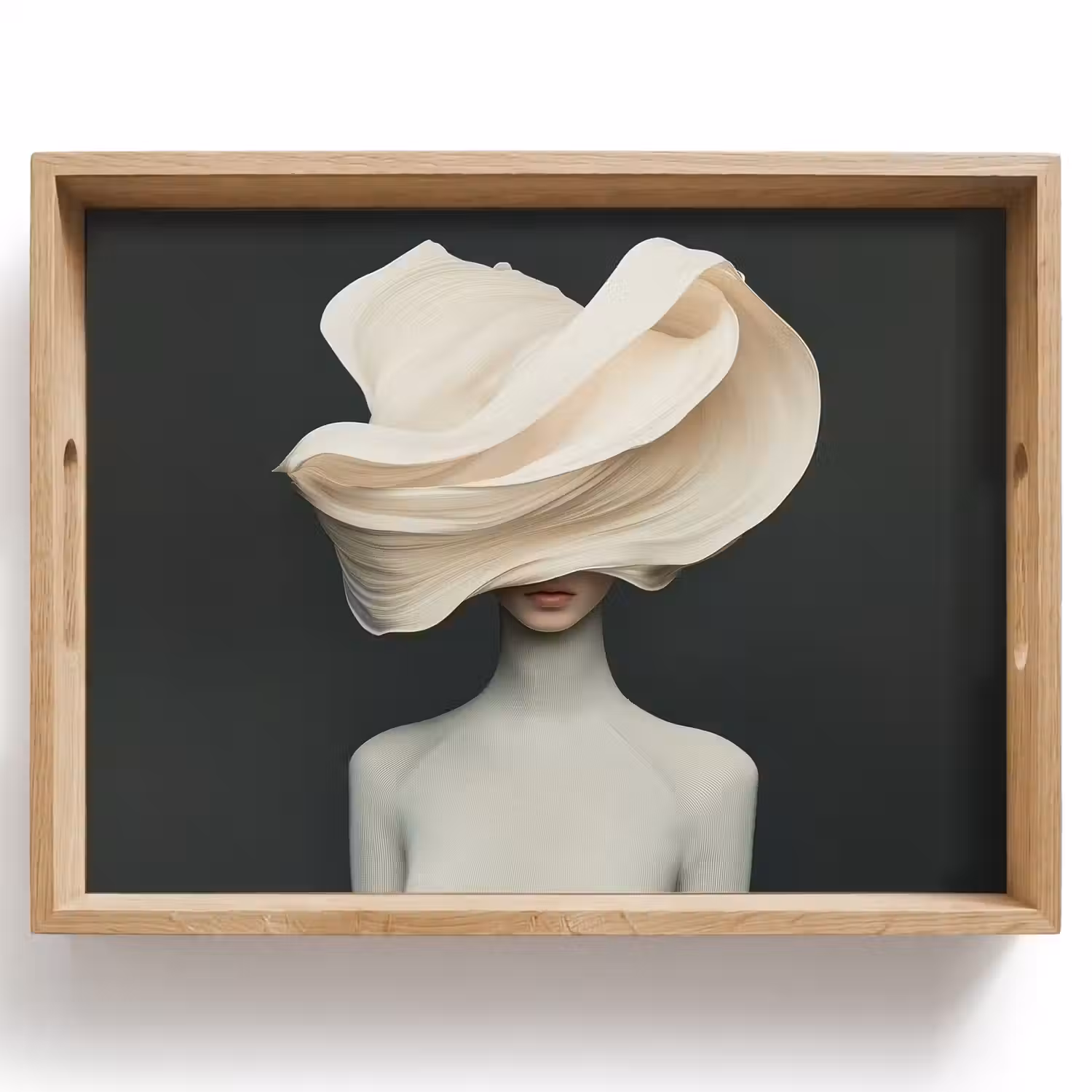 Vrouw - Beige - hoed Dienblad Rechthoek middel -z3d_shopping