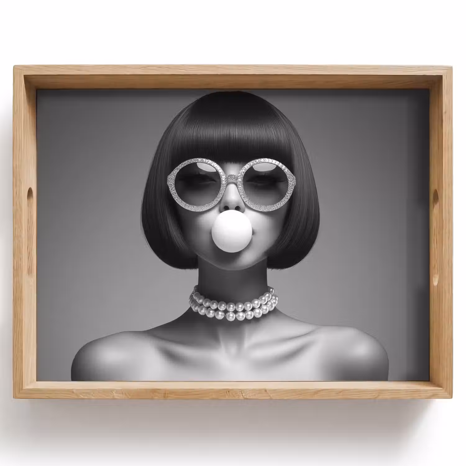 Vrouw - Zwart Wit - Ketting - Zonnebril Dienblad Rechthoek middel -z3d_shopping