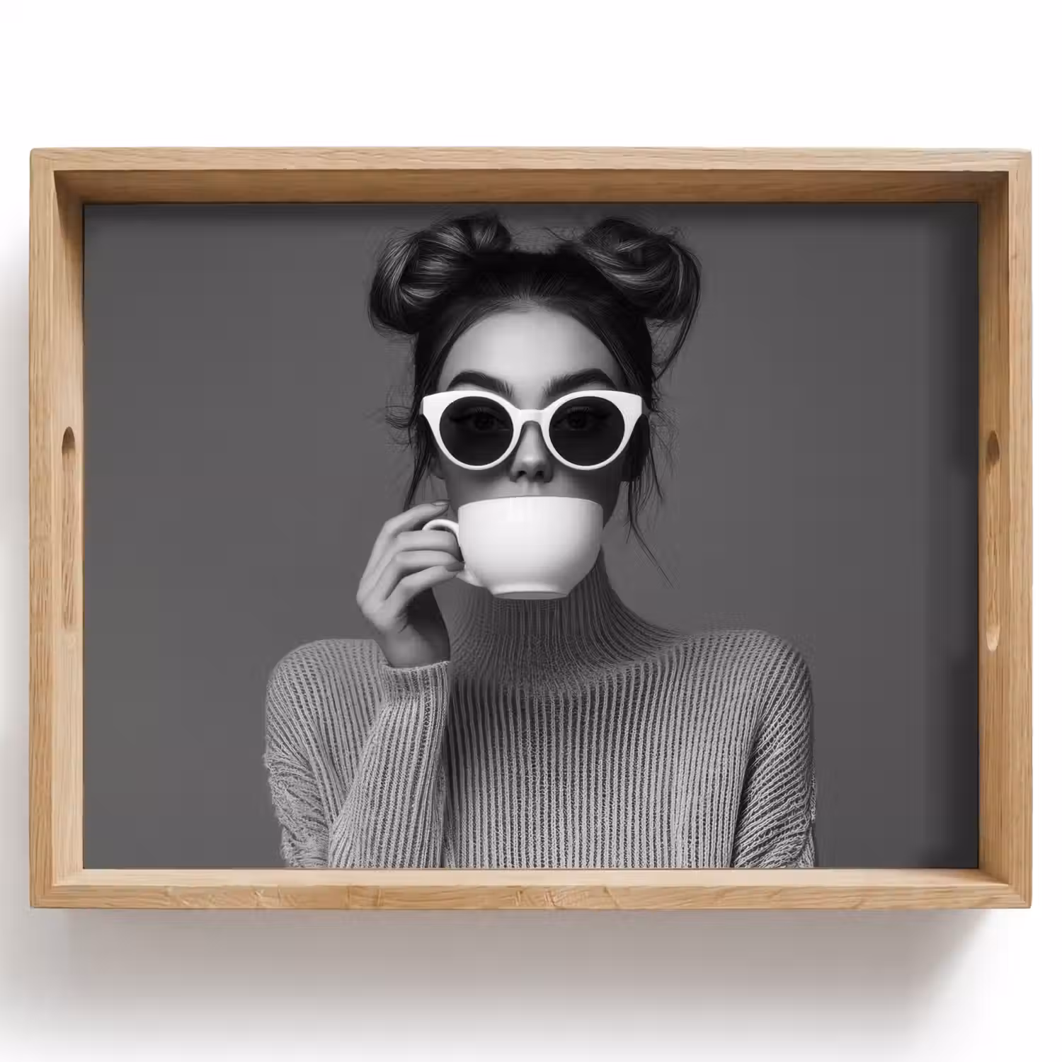 Vrouw - Koffie - Zwart - Wit Dienblad Rechthoek middel -z3d_shopping