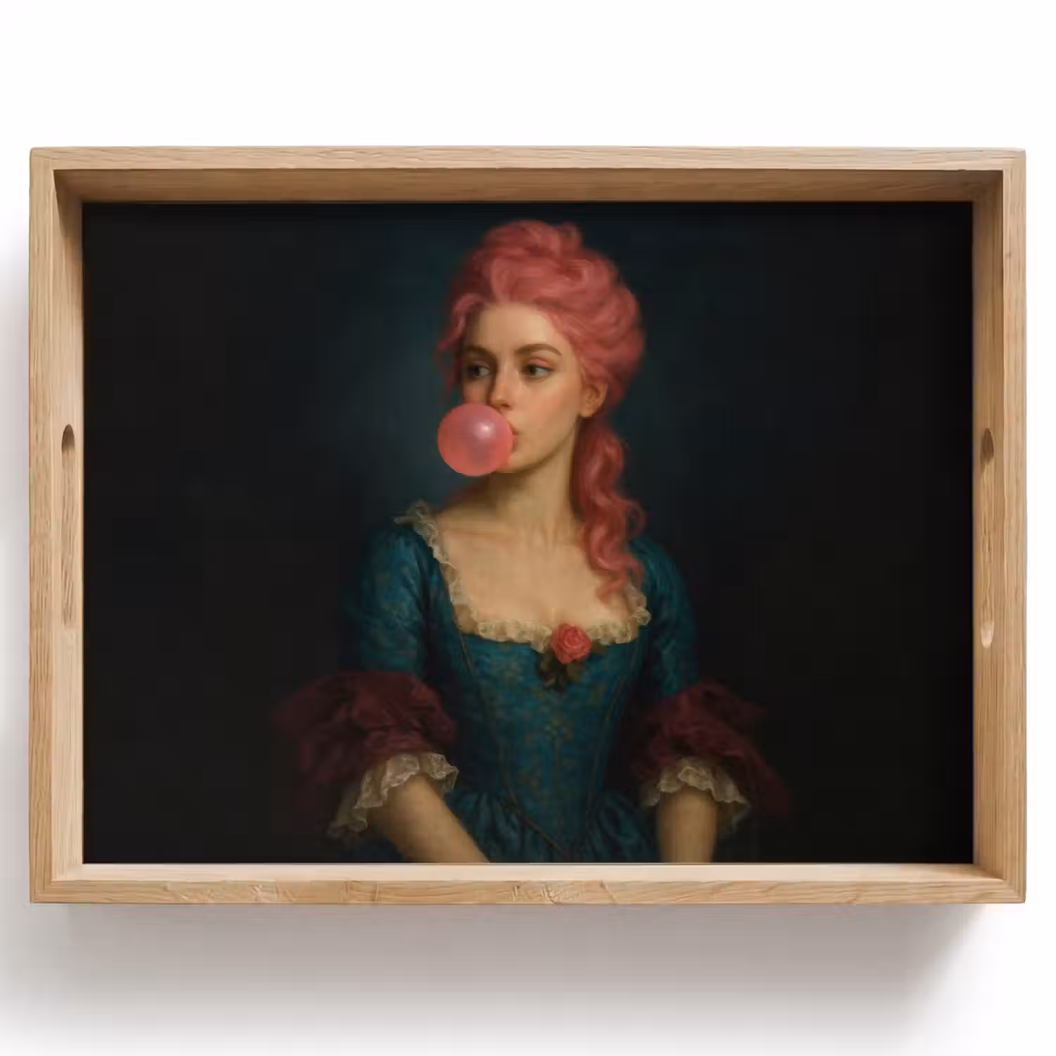 Vrouw - Portret - Kauwgombel Dienblad Rechthoek middel -z3d_shopping