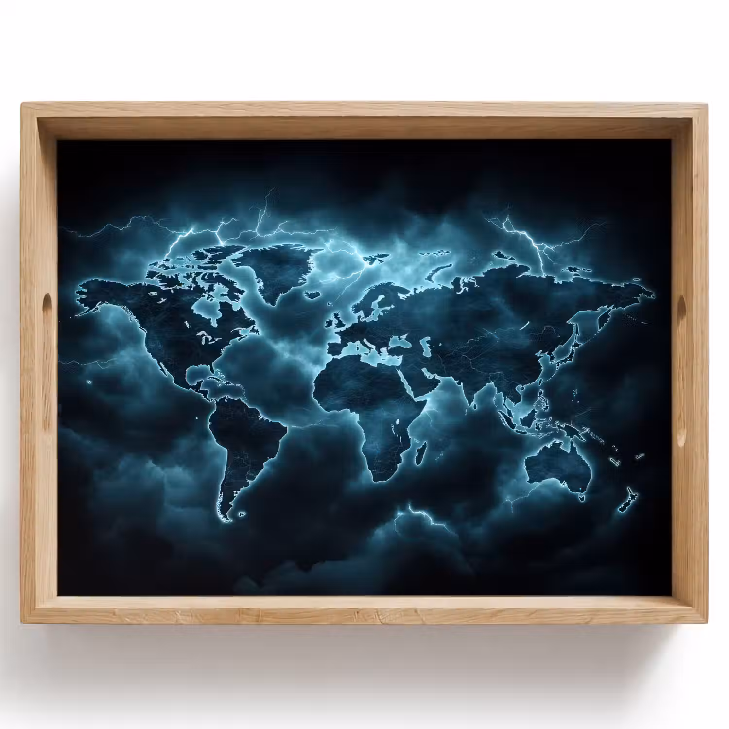 Wereldkaart - Bliksem - Blauw Dienblad Rechthoek middel -z3d_shopping