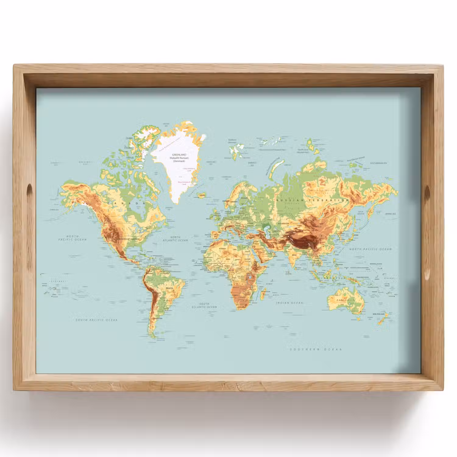 Wereldkaart - Realistisch - Blauw Dienblad Rechthoek middel -z3d_shopping