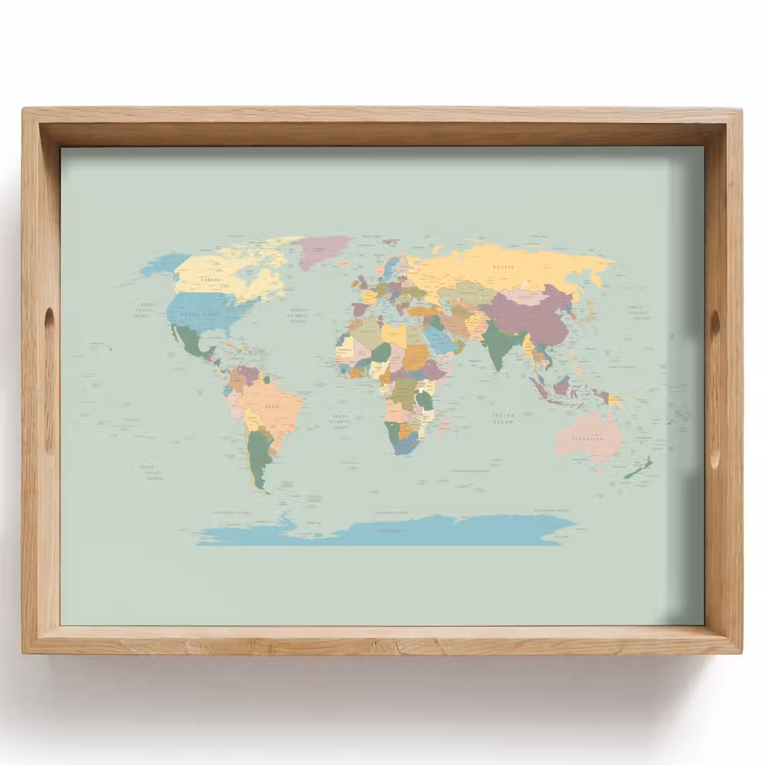 Wereldkaart - Realistisch - Kaart Dienblad Rechthoek middel -z3d_shopping