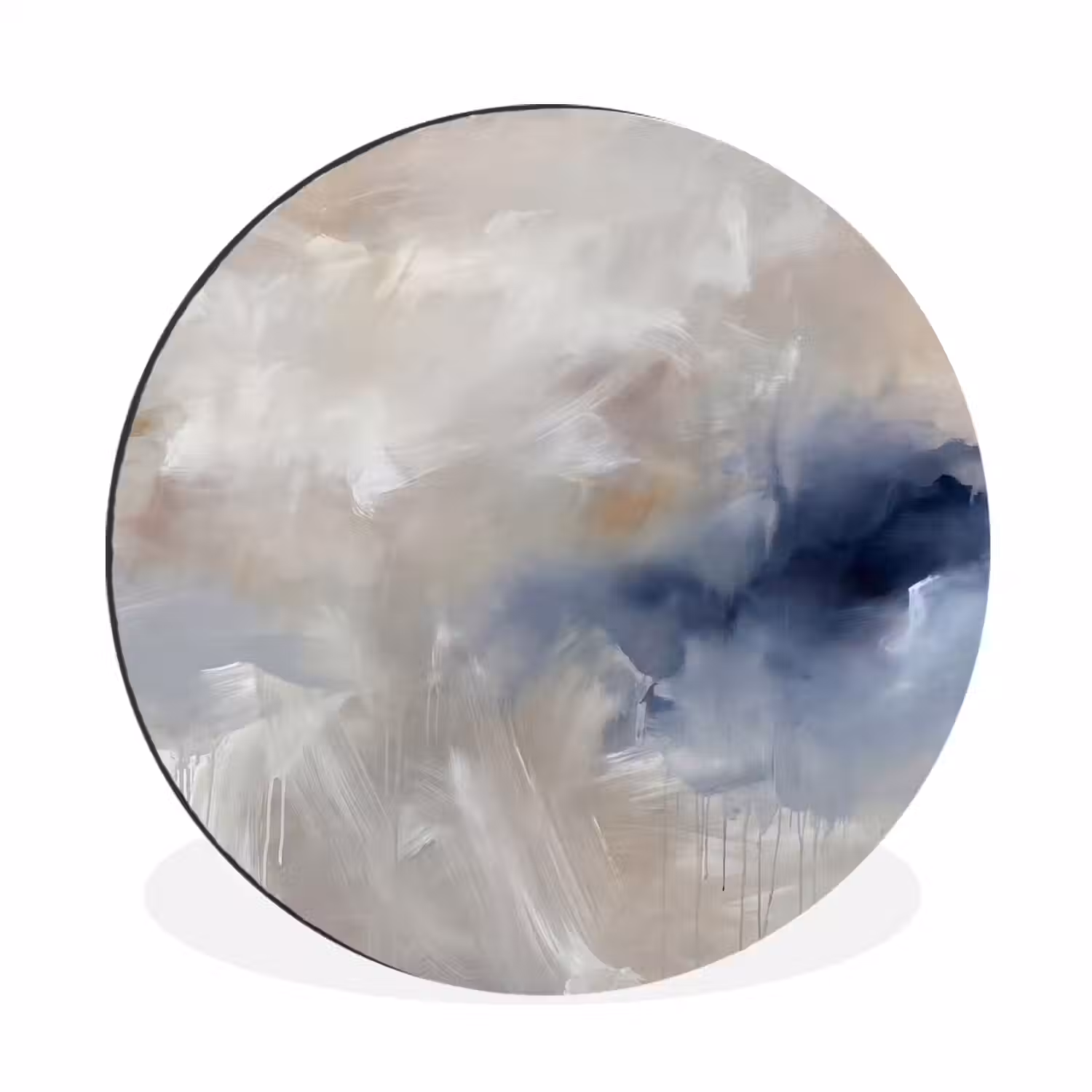Abstract - Wolken - Sfeer - Modern - Beige Wandcirkel aluminium klein -3d