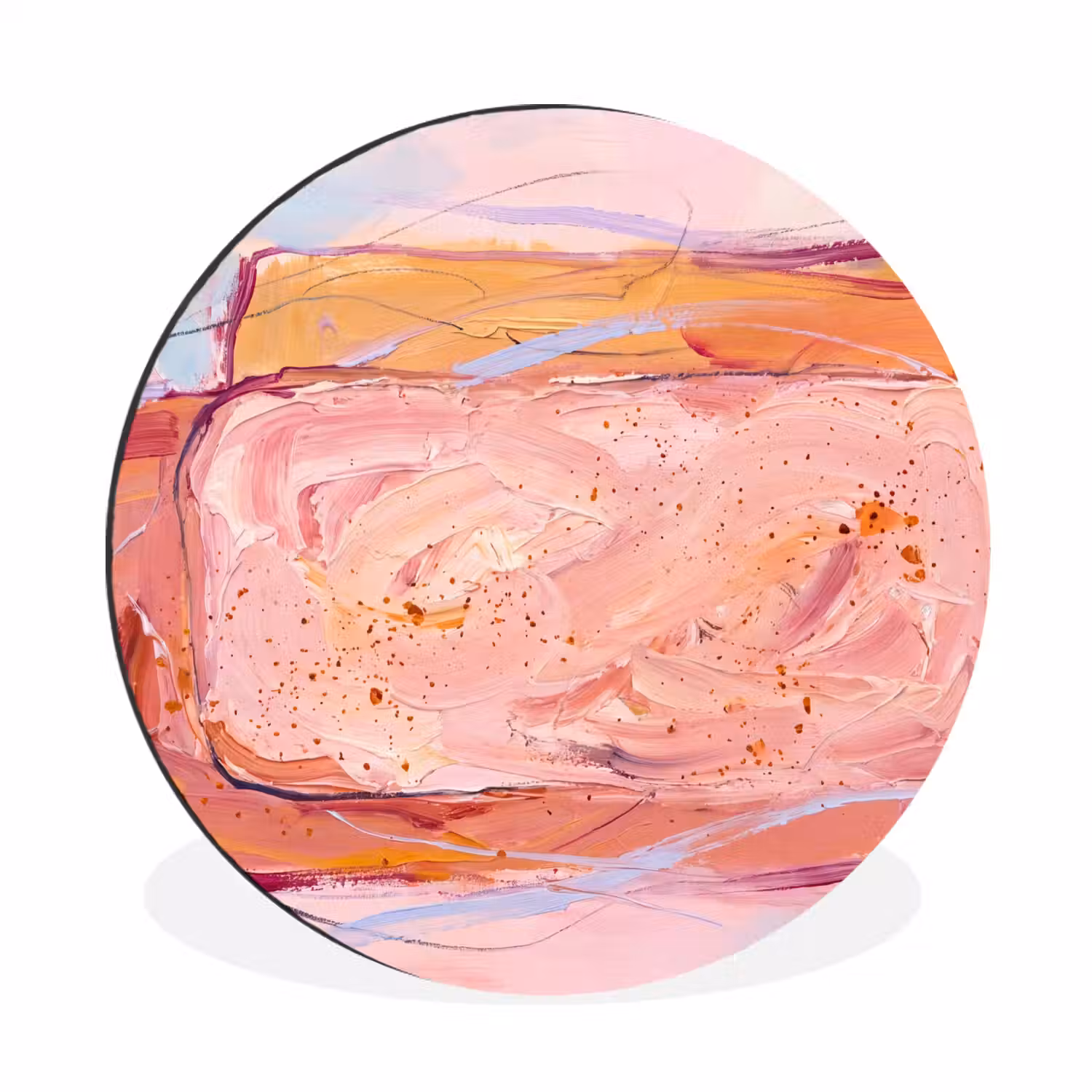 Abstract - Vormen - Modern - Roze Wandcirkel aluminium klein -3d