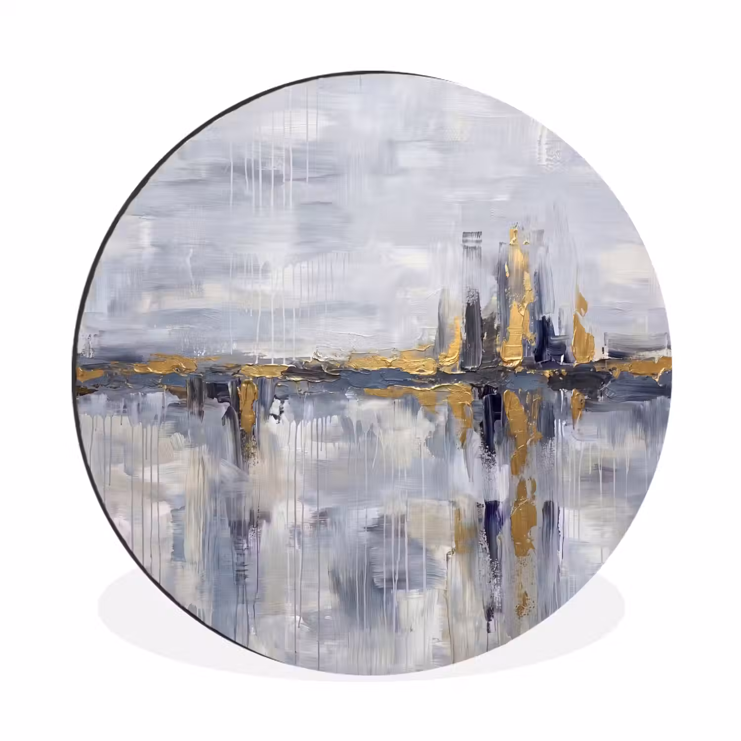 Abstract - Structuur - Goud - Grijs - Modern Wandcirkel aluminium klein -3d
