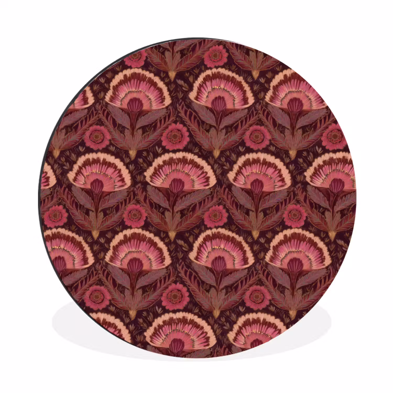 Antiek - Bloemen - Kleurrijk Wandcirkel aluminium klein 190 -3d