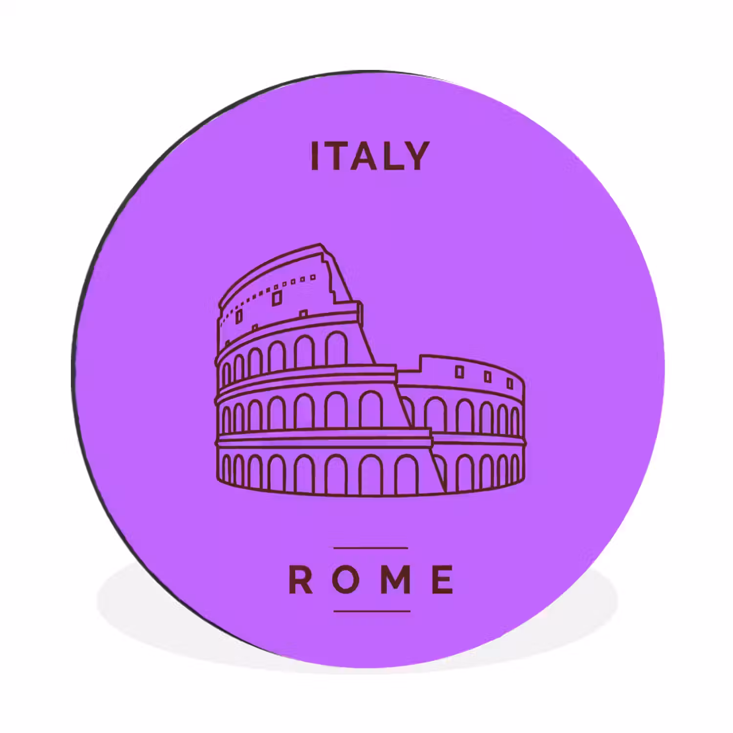 Architectuur - Colosseum - Rome - Minimalistisch - Paars Wandcirkel aluminium klein -3d