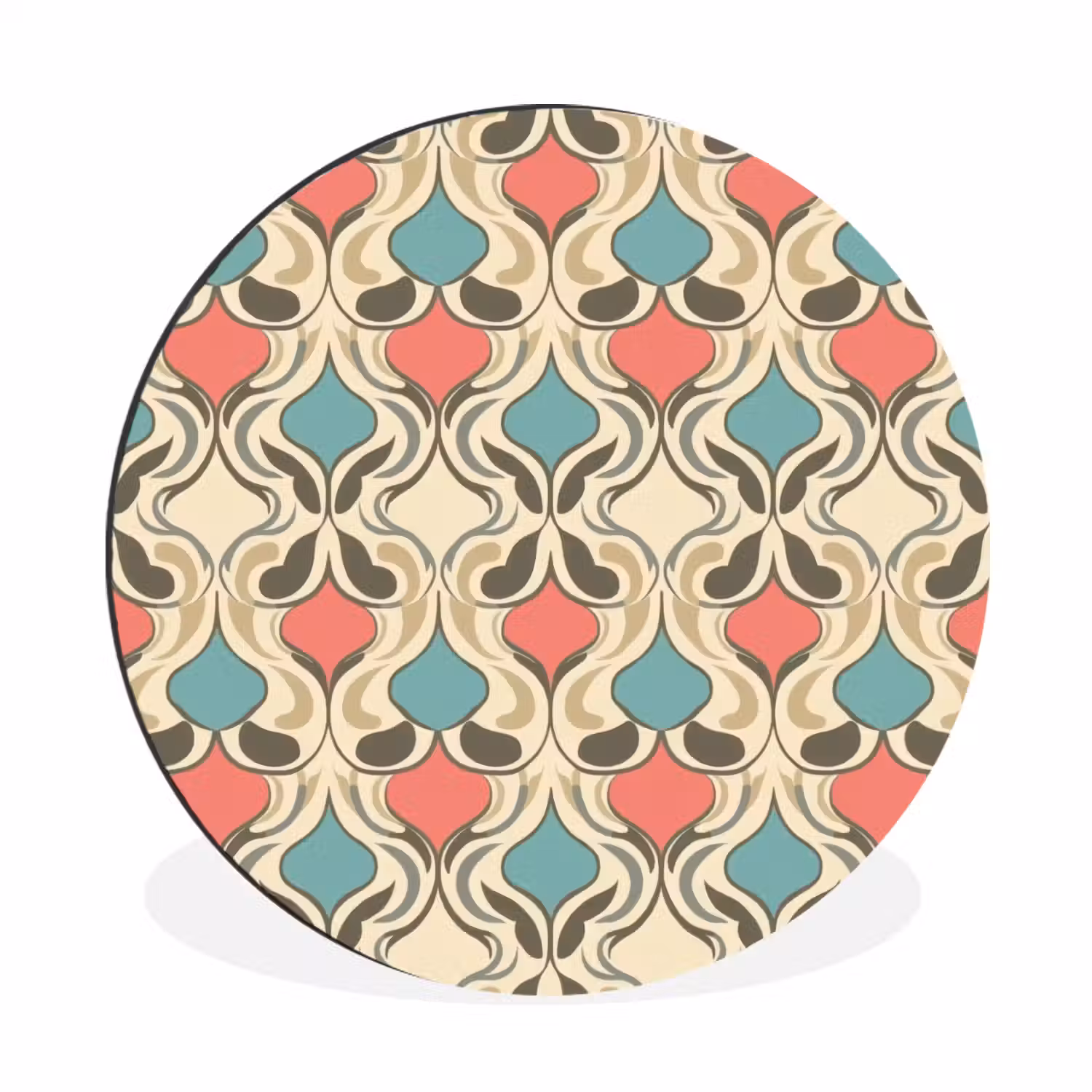 Barok - Retro - Kleurrijk Wandcirkel aluminium klein 190 -3d