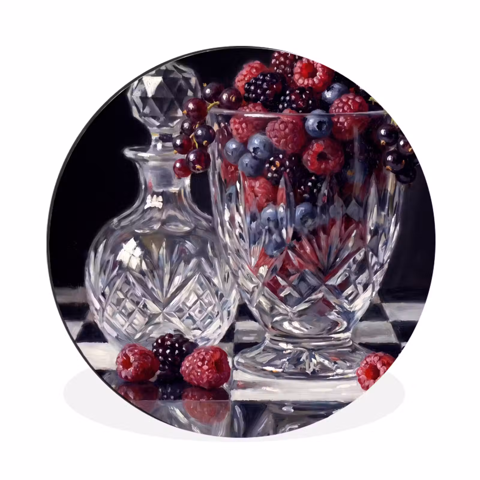 Wall circle - Aluminum - Berries - Crystal - Still Life - Bessen - Kristal - Stilleven Wandcirkel aluminium klein
