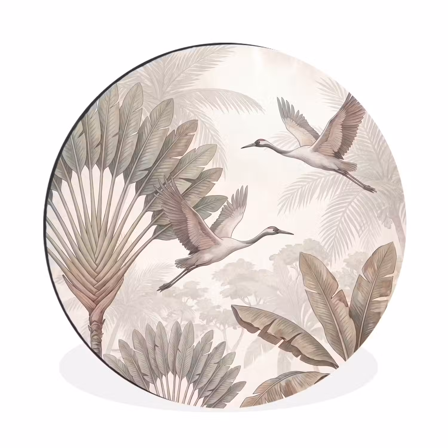 Vogel - Tropisch - Jungle - Natuur - Beige Wandcirkel aluminium klein -3d