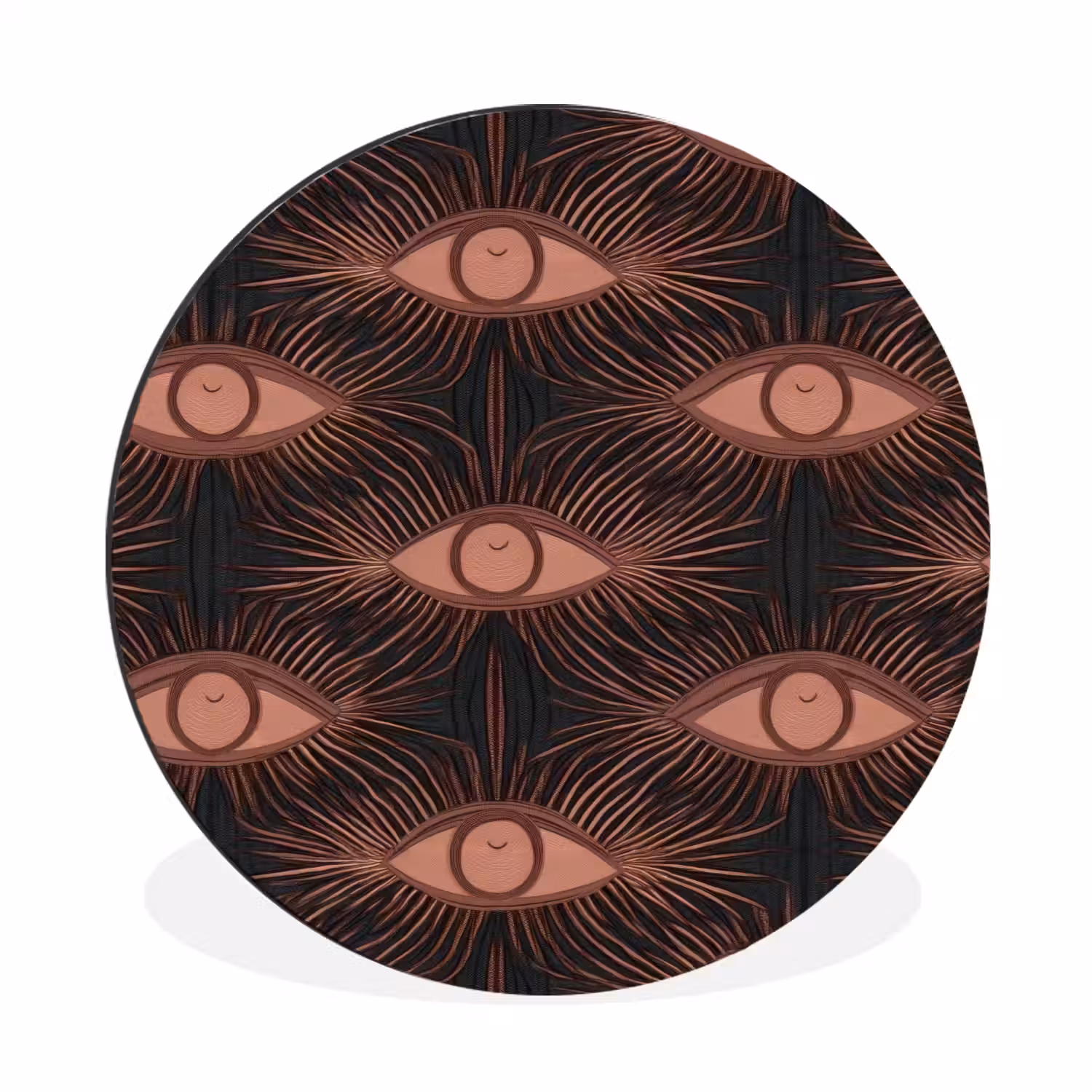 Boheems - Oog - Bruin Wandcirkel aluminium klein 190 -3d
