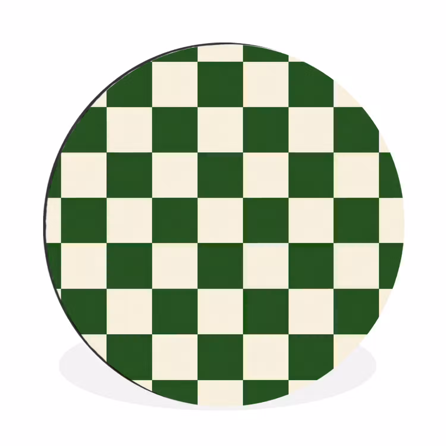 Schaakbord - Patroon - Groen Wandcirkel aluminium klein 190 -3d