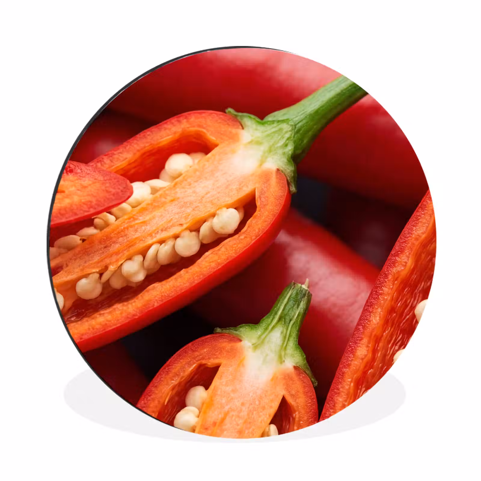 Wall circle - Aluminum - Chili Pepper - Open - Red - Chilipeper - Open - Rood Wandcirkel aluminium klein