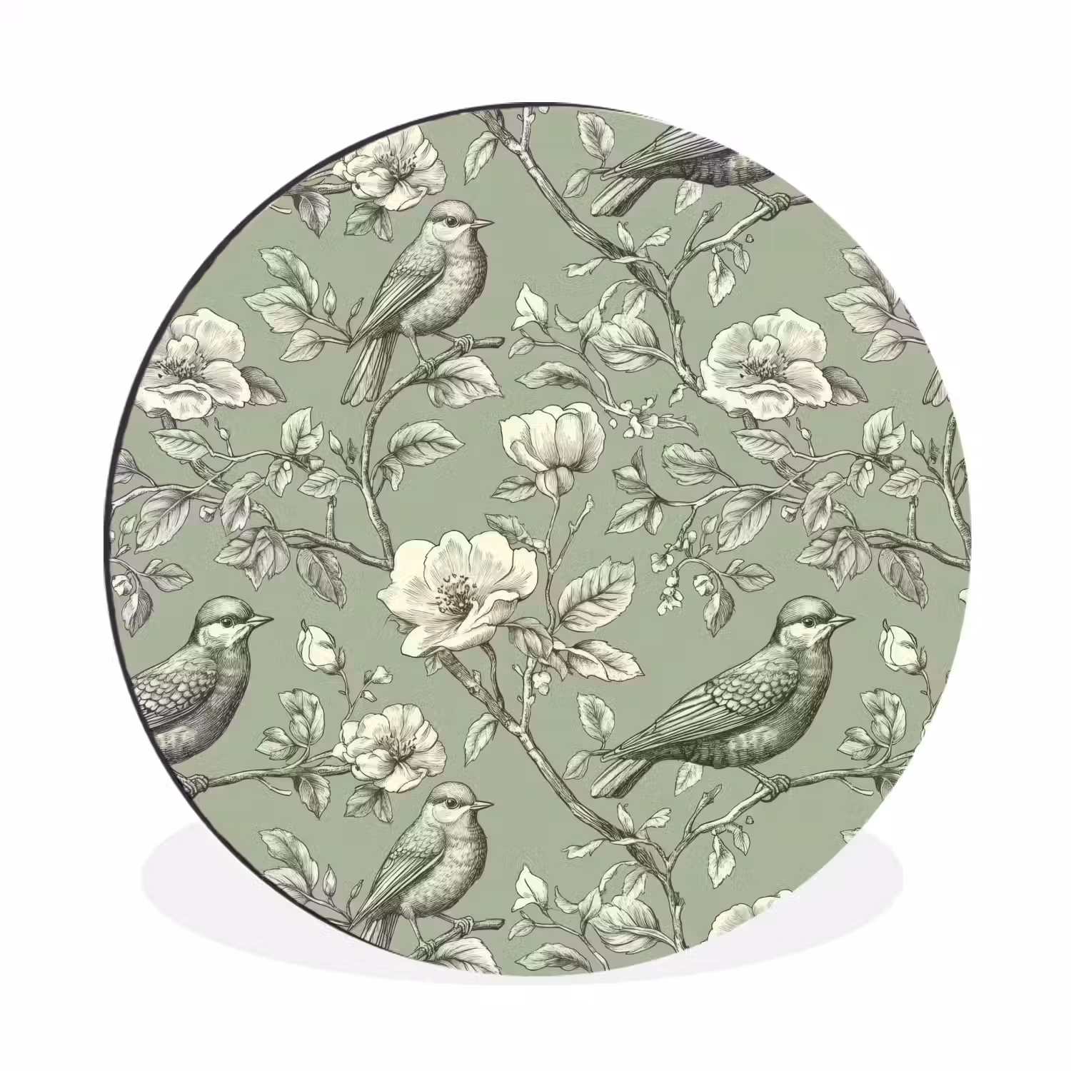 Klassiek - Botanisch - Groen Wandcirkel aluminium klein 190 -3d