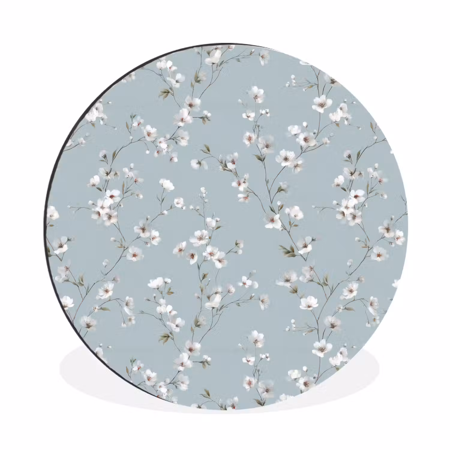 Klassiek - Bloemen - Blauw Wandcirkel aluminium klein 190 -3d