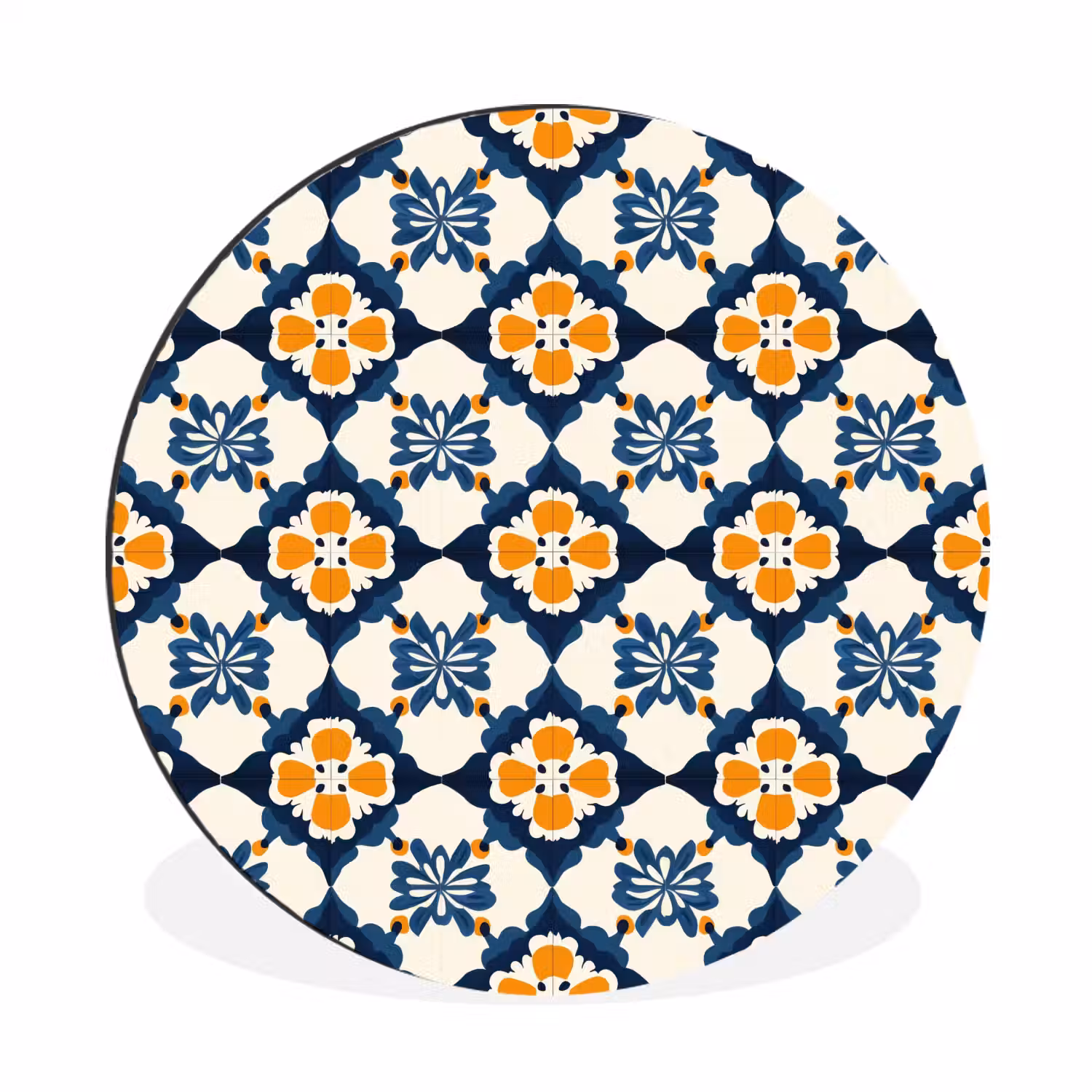 Klassiek - Geometrisch - Blauw Wandcirkel aluminium klein 190 -3d