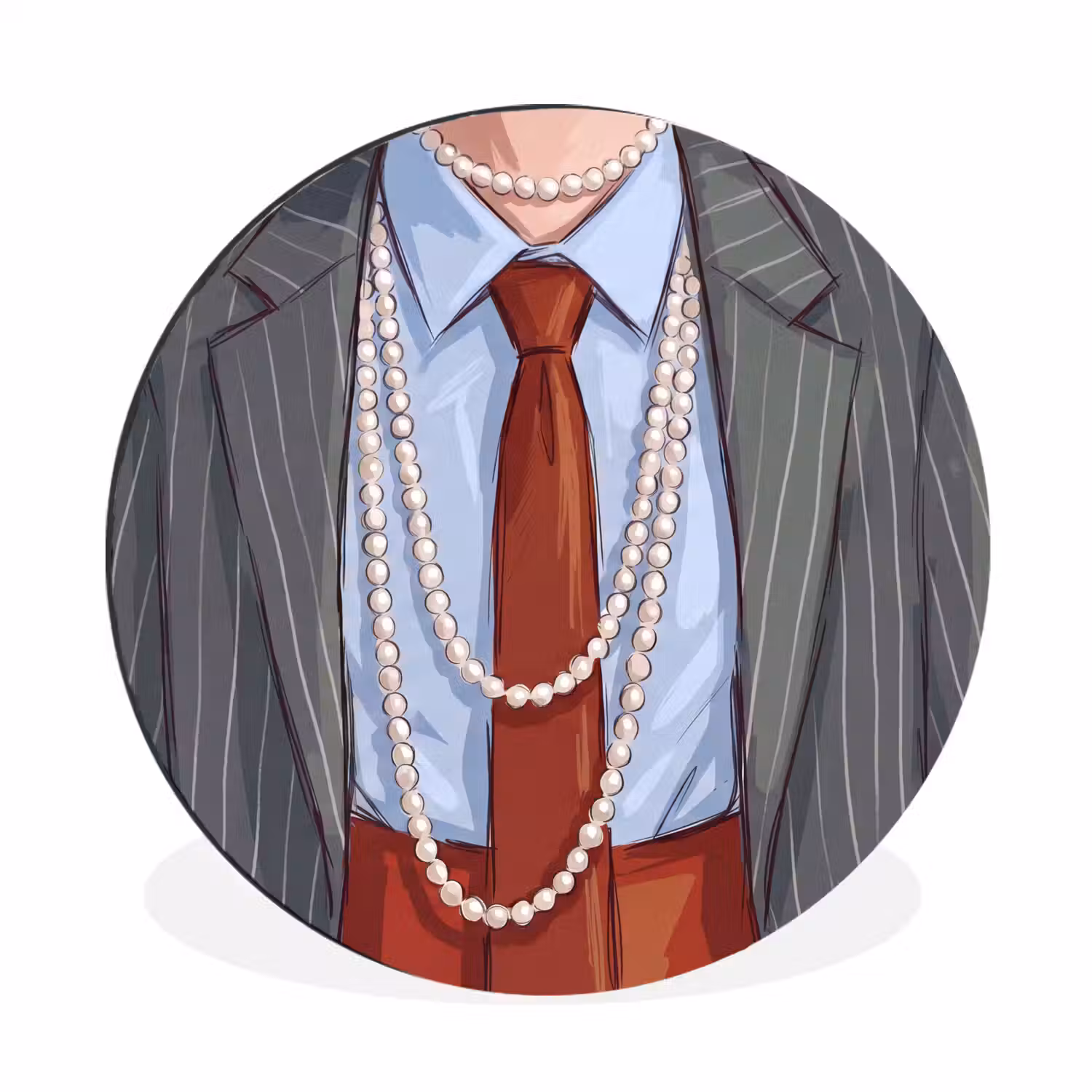 Kleding - Strik - Parels - Klassiek - Mode Wandcirkel aluminium klein -3d
