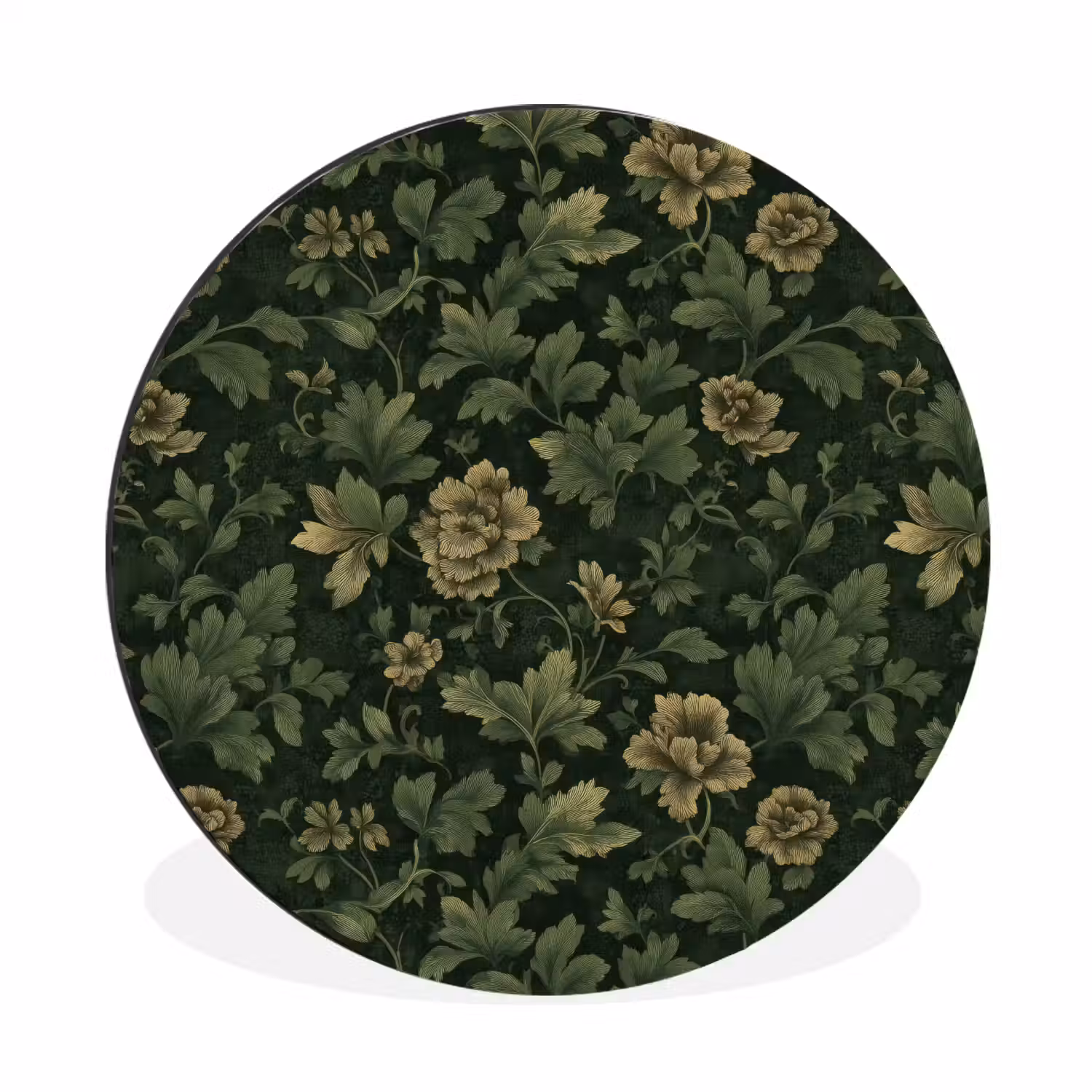 Donker - Groen - Goud - Botanisch Wandcirkel aluminium klein 190 -3d