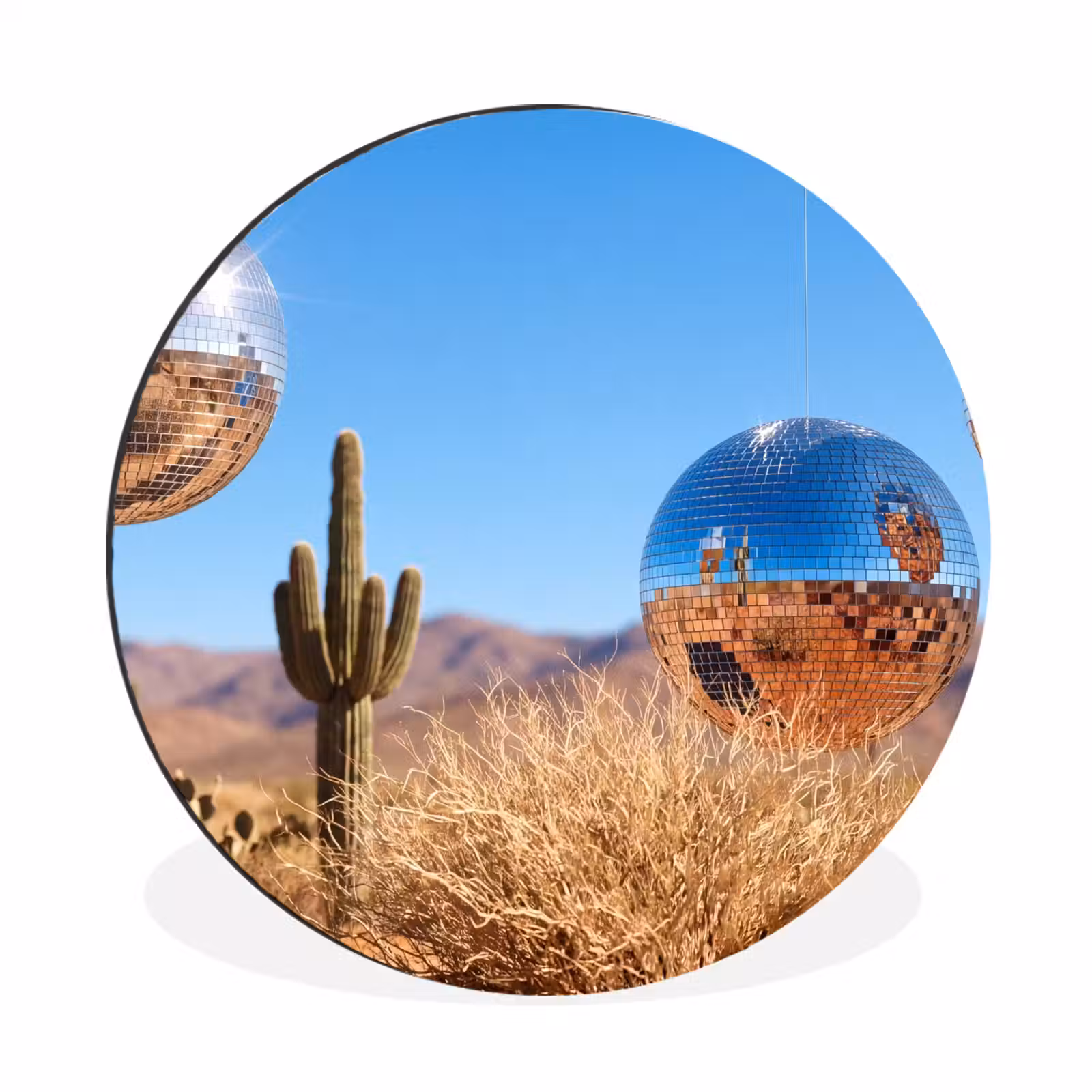 Wall circle - Aluminum - Desert - Mirror Ball - Art - Woestijn - Spiegelbal - Kunst Wandcirkel aluminium klein