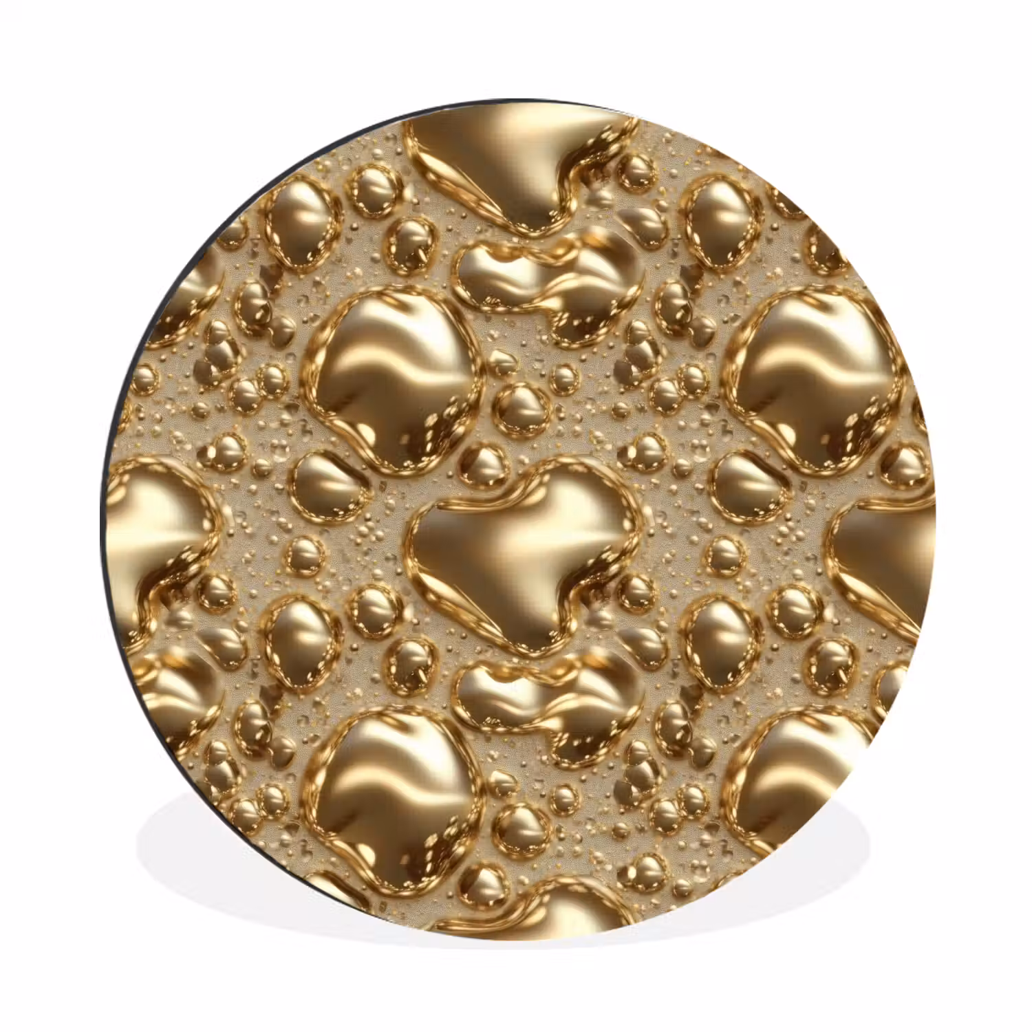 Druppels - Organisch - Goud Wandcirkel aluminium klein 190 -3d