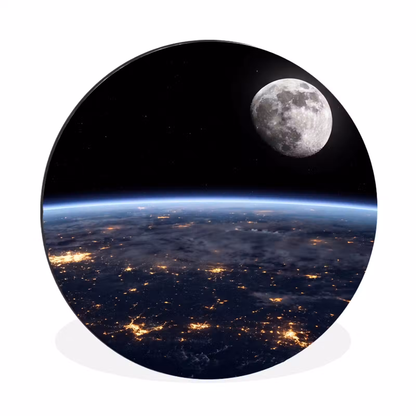 Wall circle - Aluminum - Earth - Night - Space - Aarde - Nacht - Ruimte Wandcirkel aluminium klein