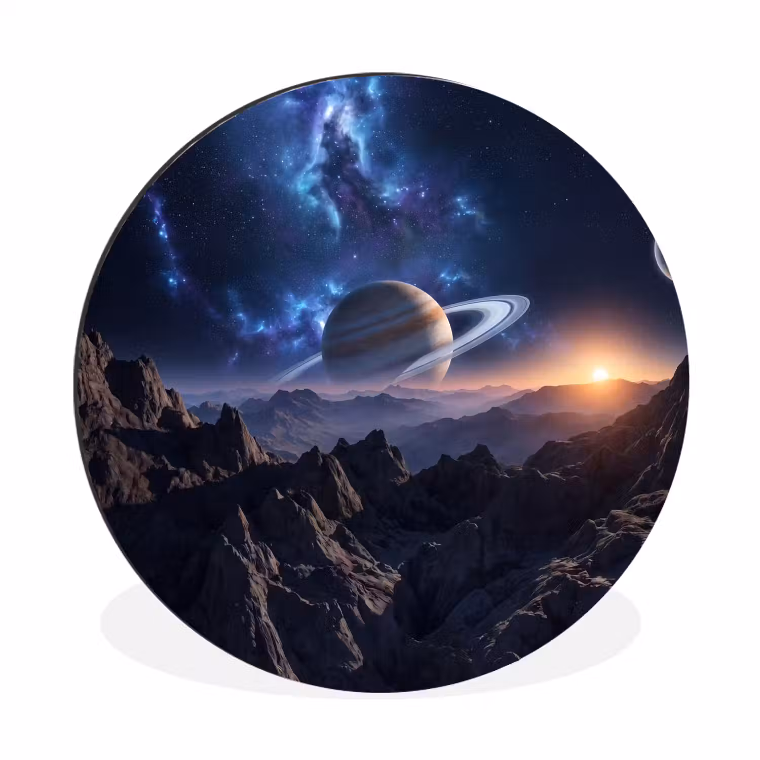 Fantasy - Kosmos - Landschap Wandcirkel aluminium klein -3d