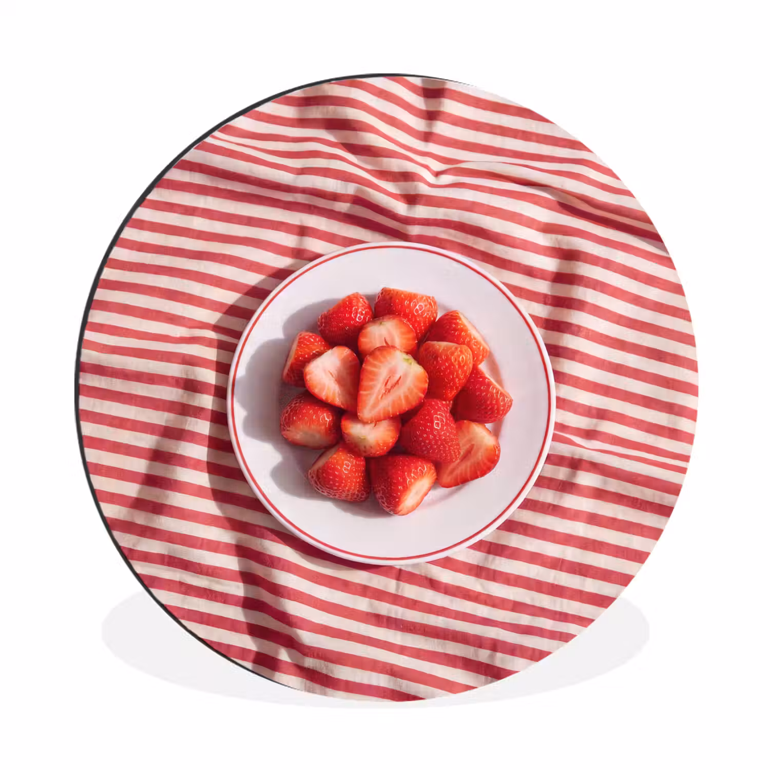 Eten - Aardbeien - Fruit - Zomer - Rood Wandcirkel aluminium klein -3d