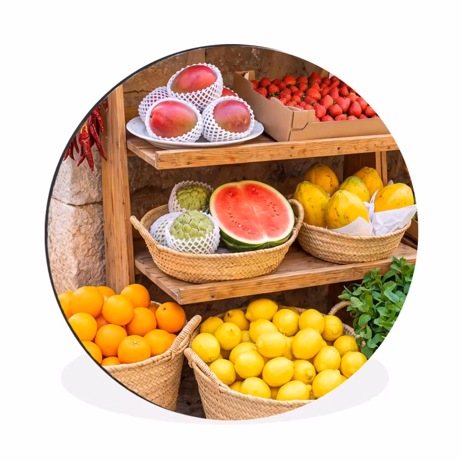 Wall circle - Aluminum - Fruit - Market - Fresh - Fruit - Markt - Vers Wandcirkel aluminium klein