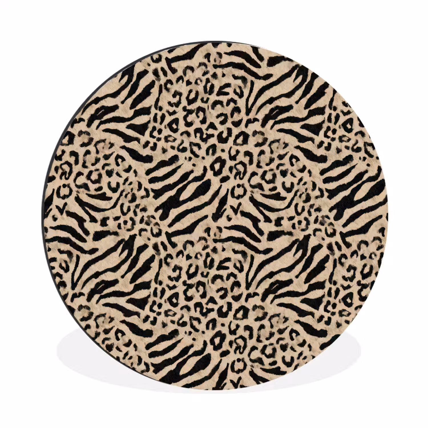 Giraf - Zebra - Motief - Bruin Wandcirkel aluminium klein 190 -3d