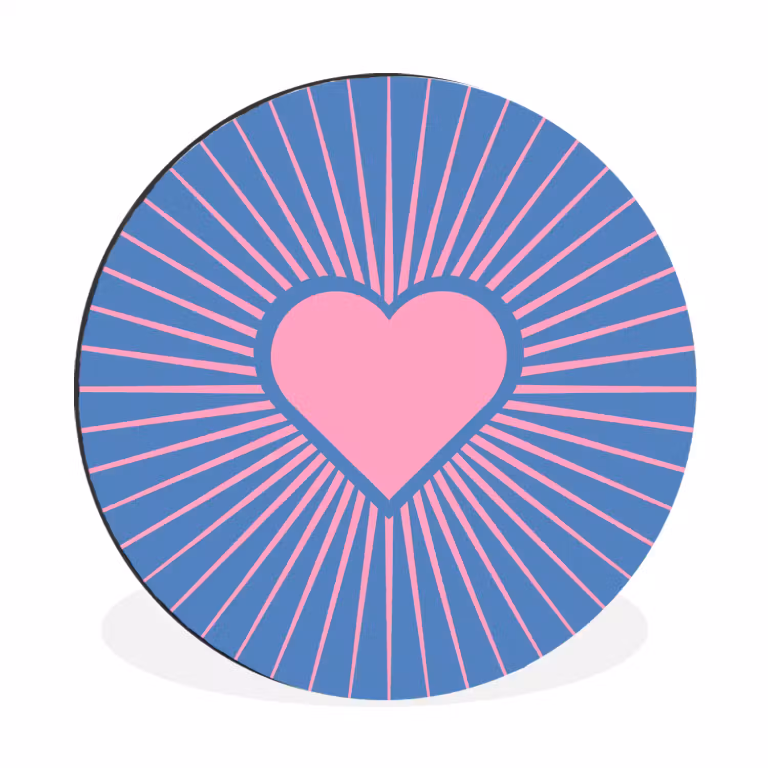 Hart - Stralen - Liefde - Modern - Roze Wandcirkel aluminium klein -3d