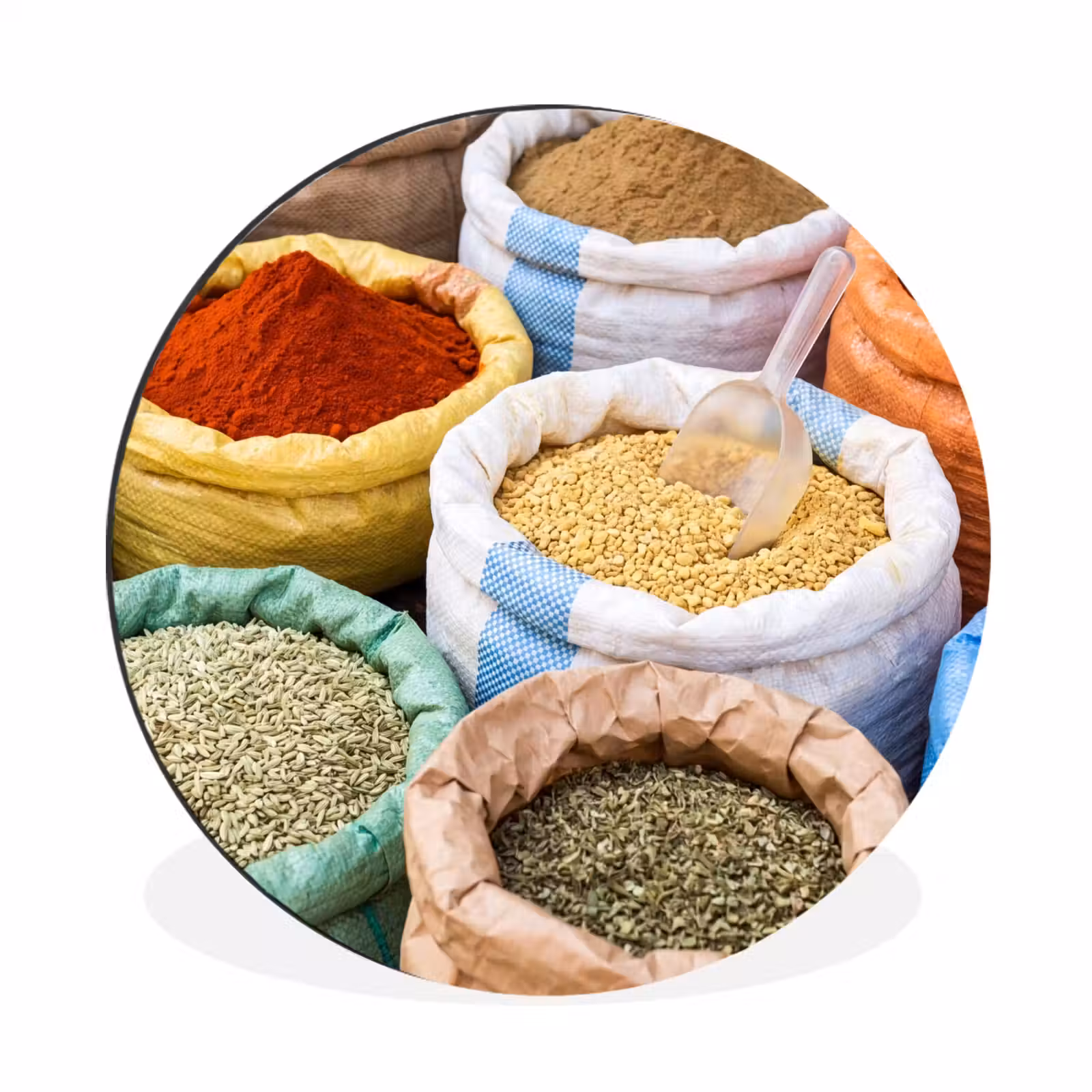 Wall circle - Aluminum - Herbs - Bags - Market - Kruiden - Zakken - Markt Wandcirkel aluminium klein