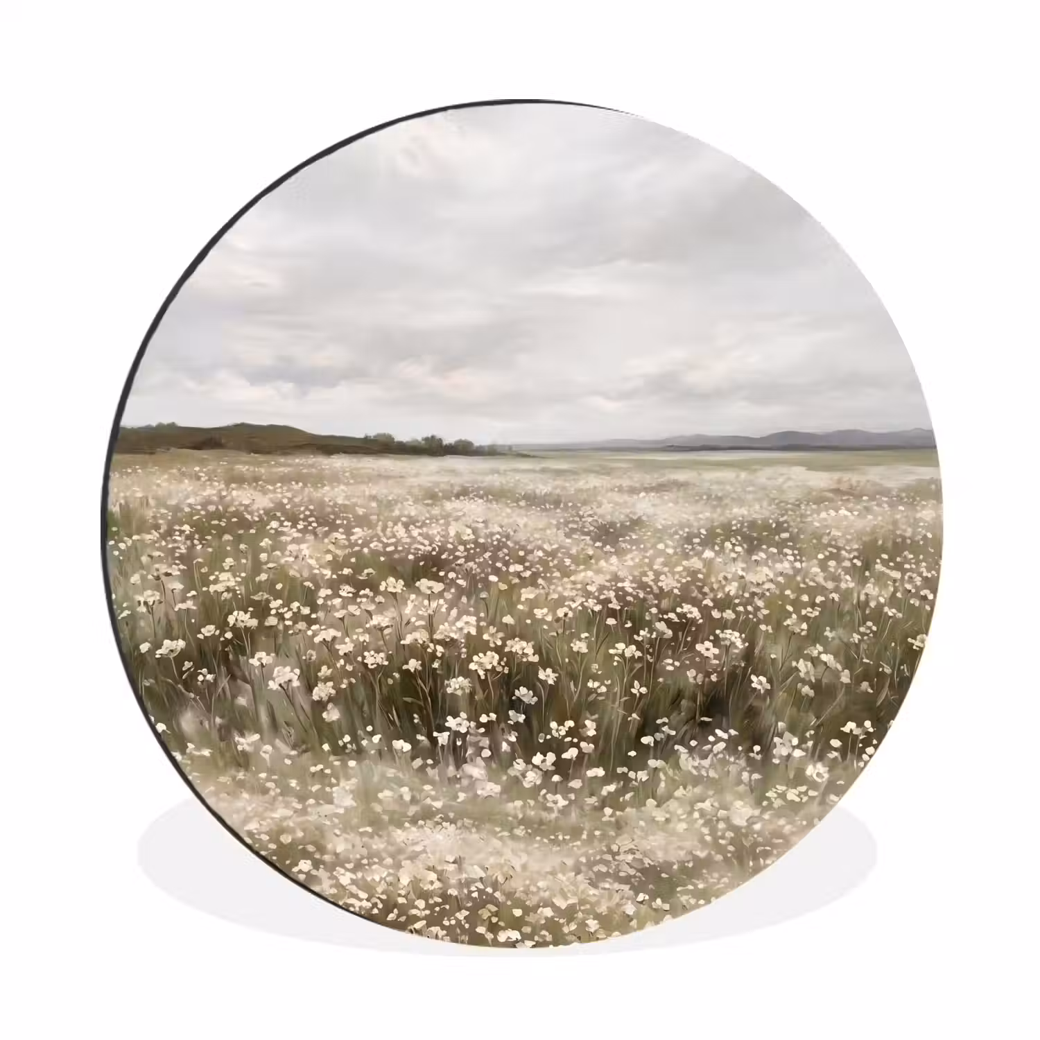 Illustratie - Landschap - Wit Wandcirkel aluminium klein -3d