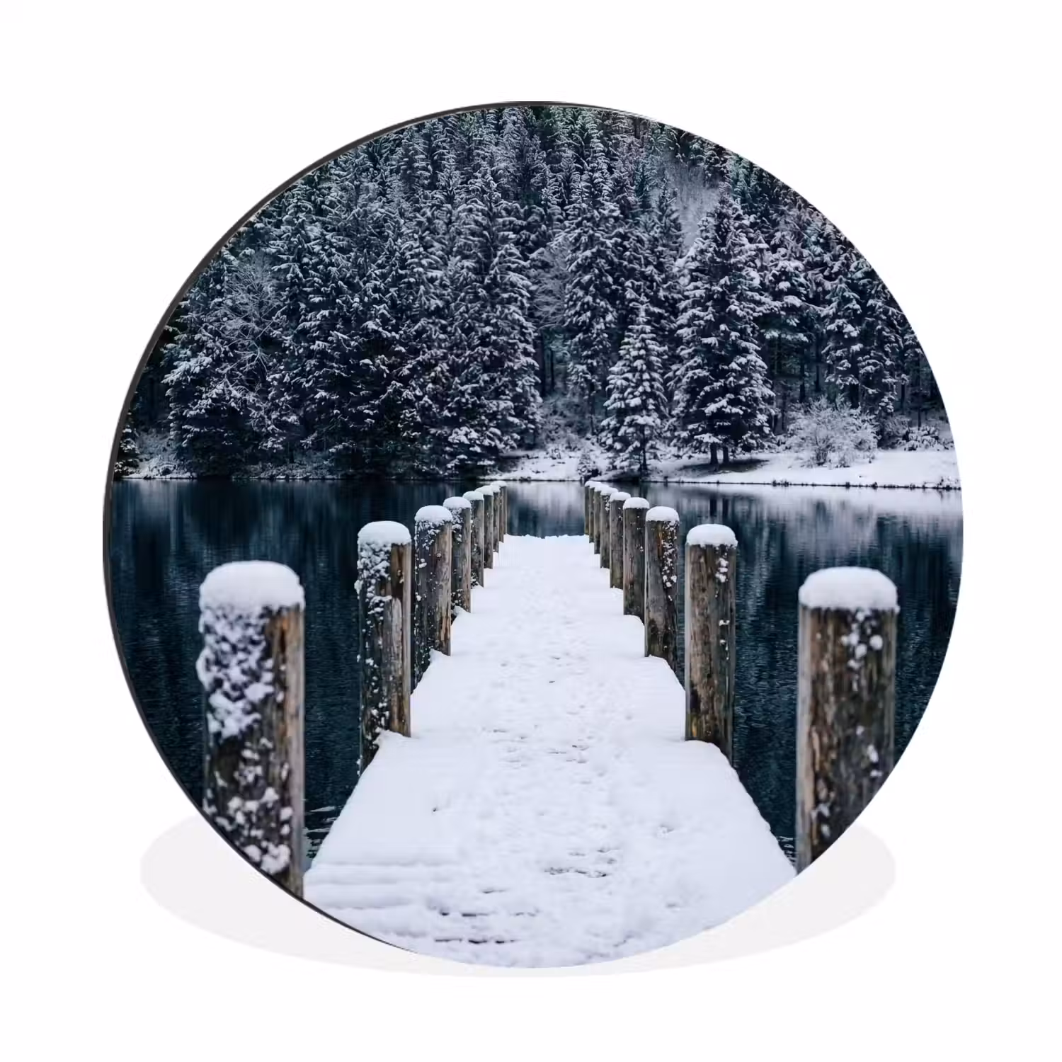 Steiger - Meer - Sneeuw - Bergen - Rustgevend Wandcirkel aluminium klein -3d