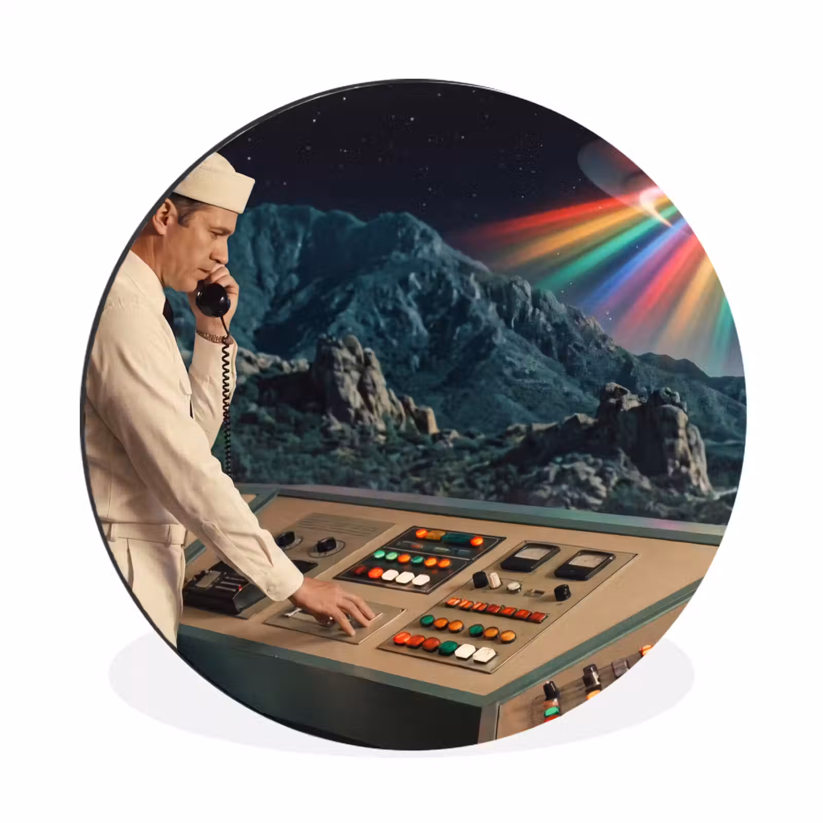 Wall circle - Aluminum - Man - Control Room - Beach - Man - Controlekamer - Strand Wandcirkel aluminium klein