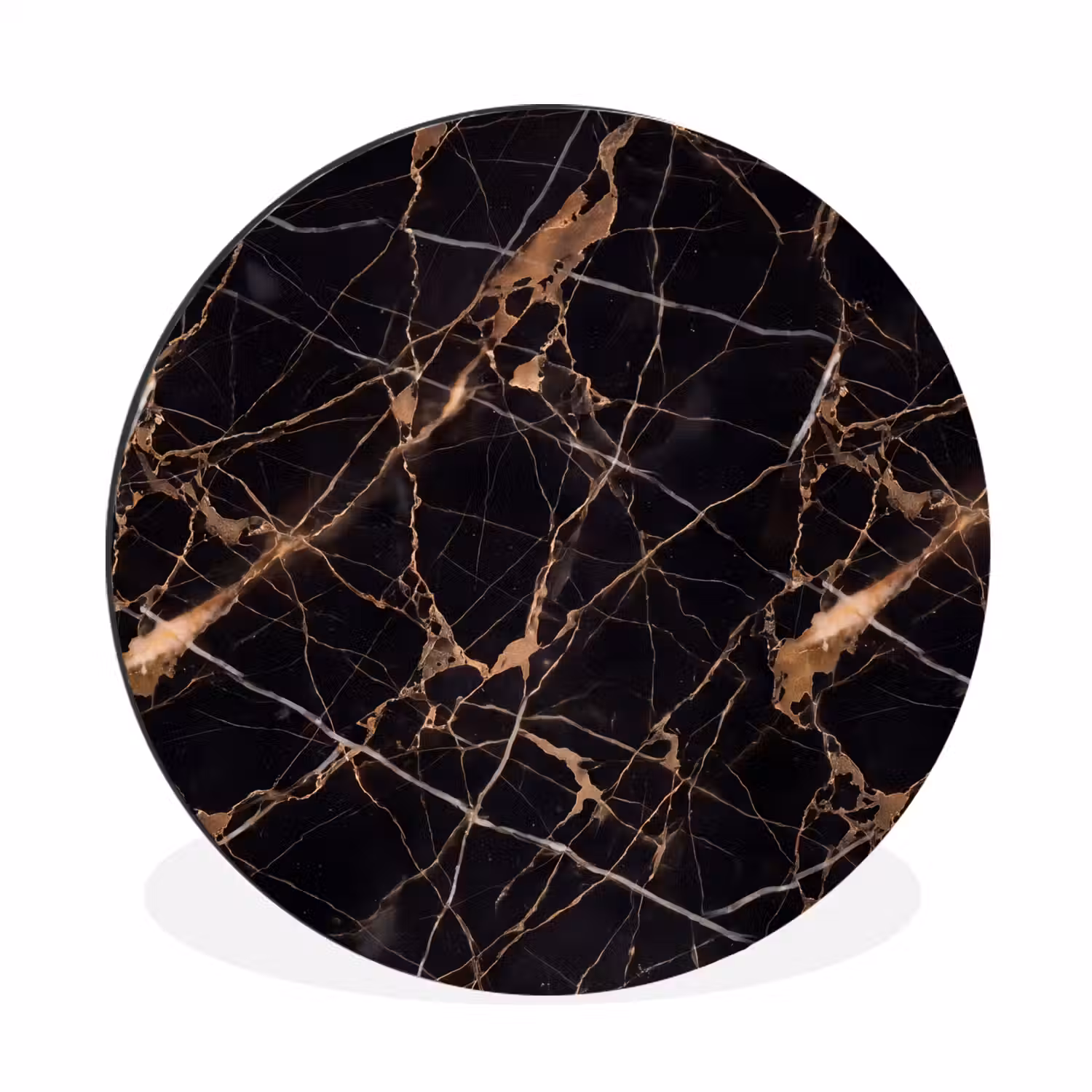 Marmer - Goud - Abstract - Zwart Wandcirkel aluminium klein -3d
