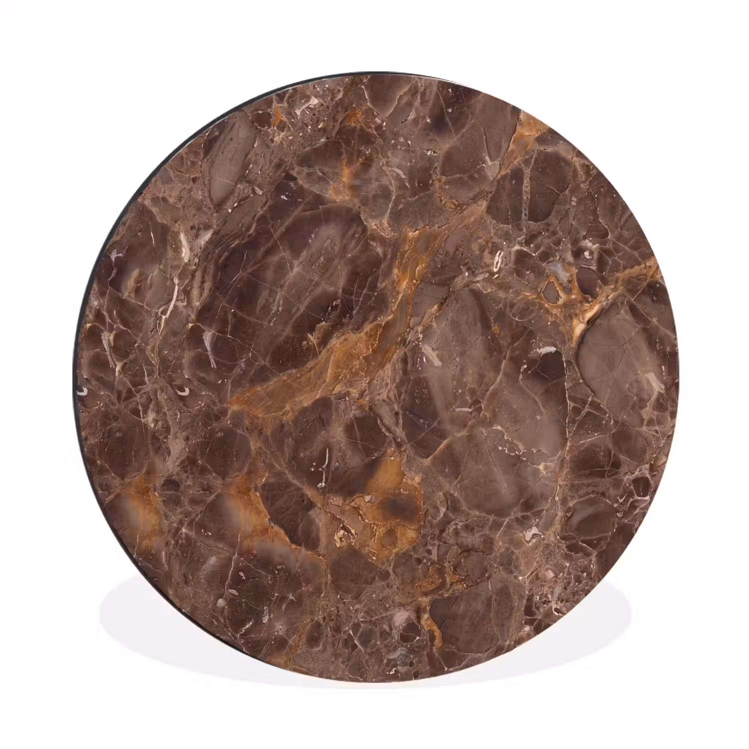 Marmer - Patroon - Natuur - Bruin - Goud Wandcirkel aluminium klein -3d