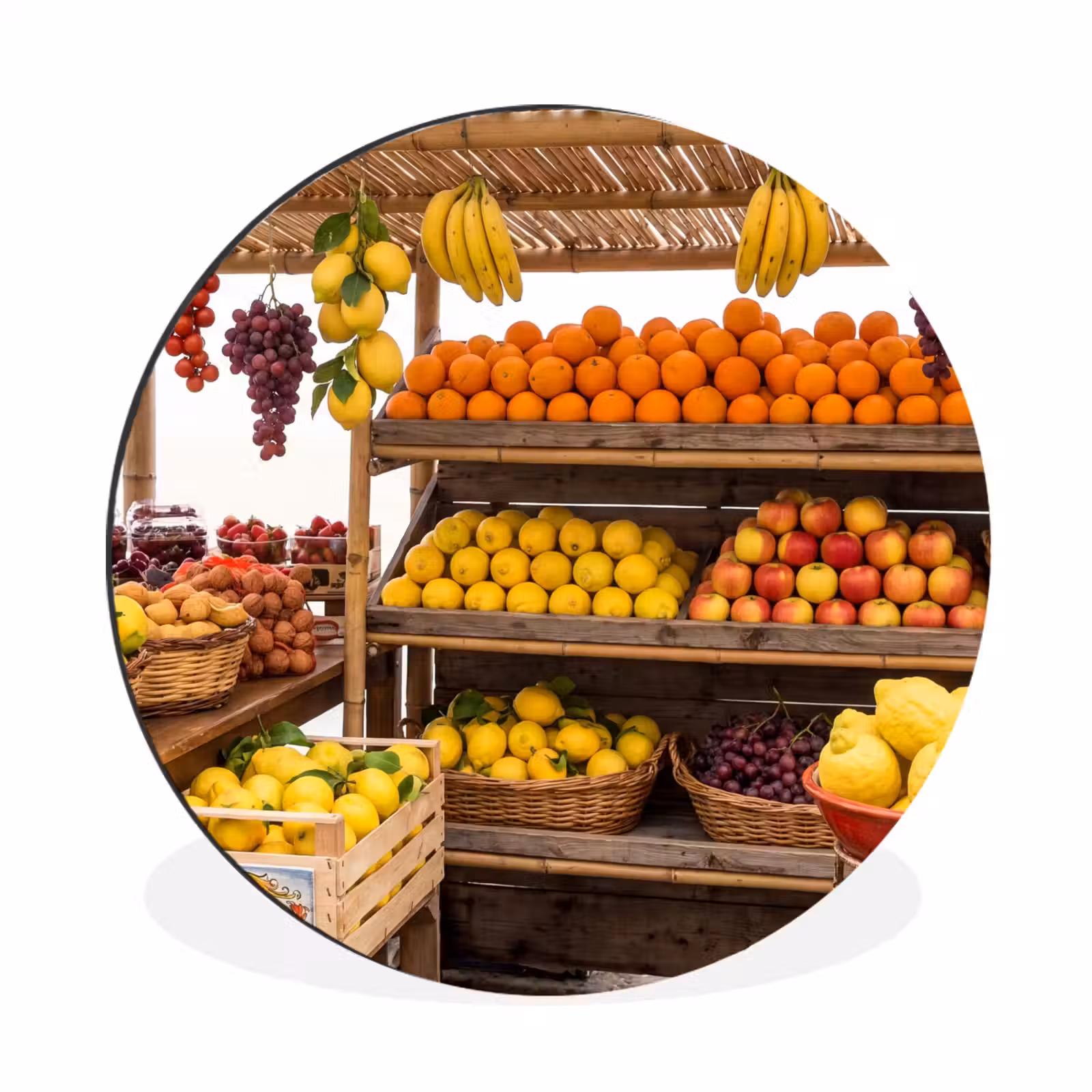 Wall circle - Aluminum - Market Stall - Fruit - Fresh - Marktkraam - Fruit - Vers Wandcirkel aluminium klein