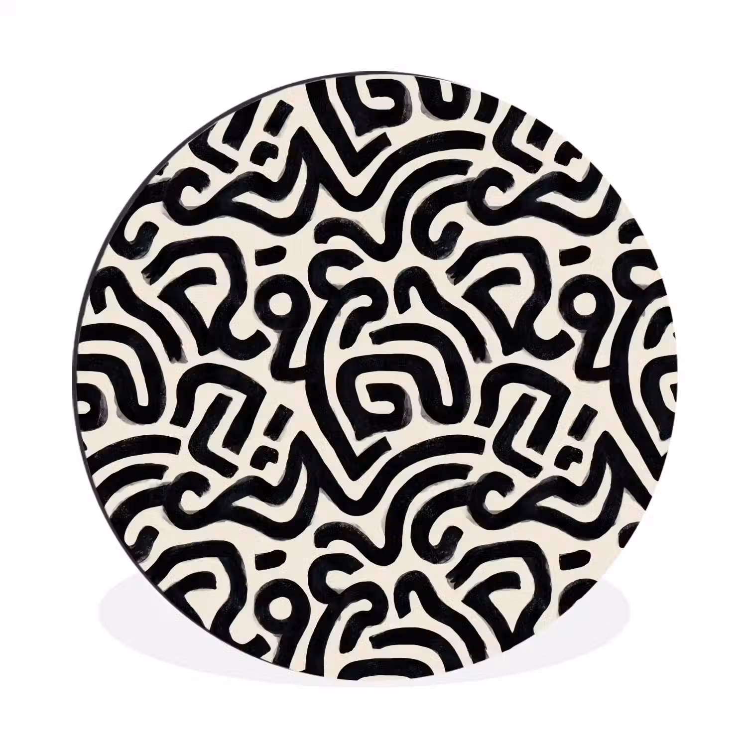 Modern - Abstract - Zwart Wandcirkel aluminium klein 190 -3d