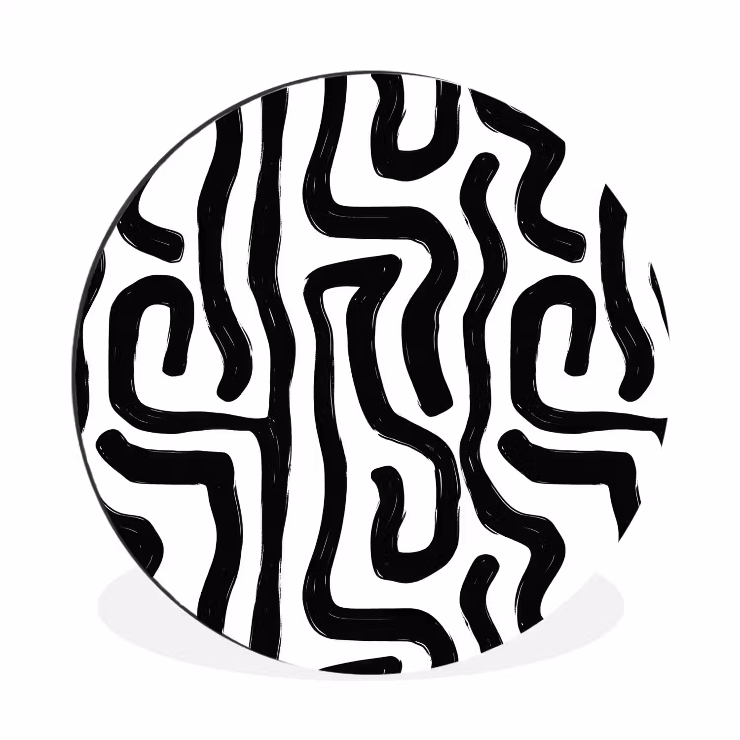 Modern - Lijnen - Zwart Wandcirkel aluminium klein 190 -3d