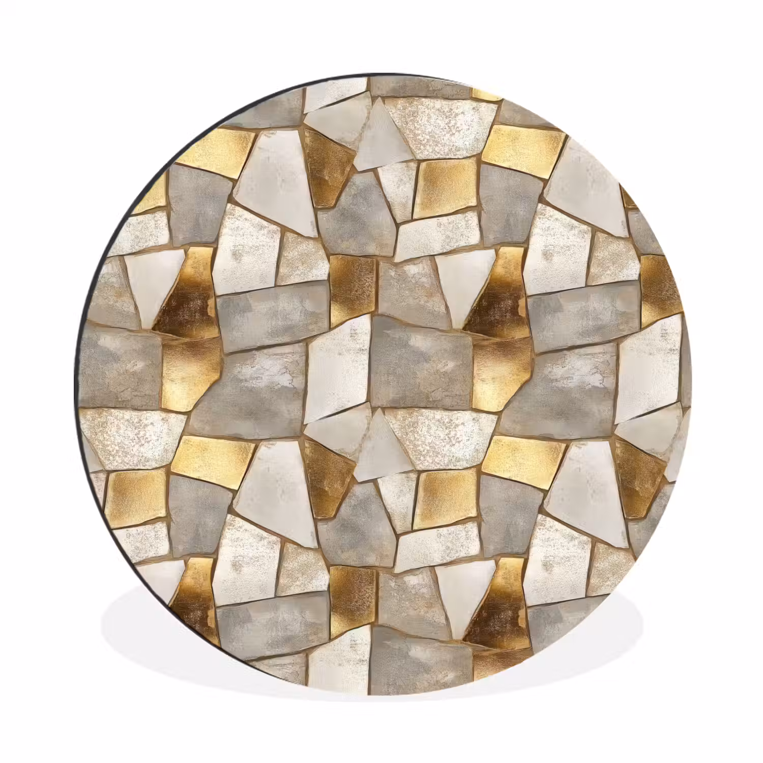Mozaïek - Marmer - Goud Wandcirkel aluminium klein 190 -3d